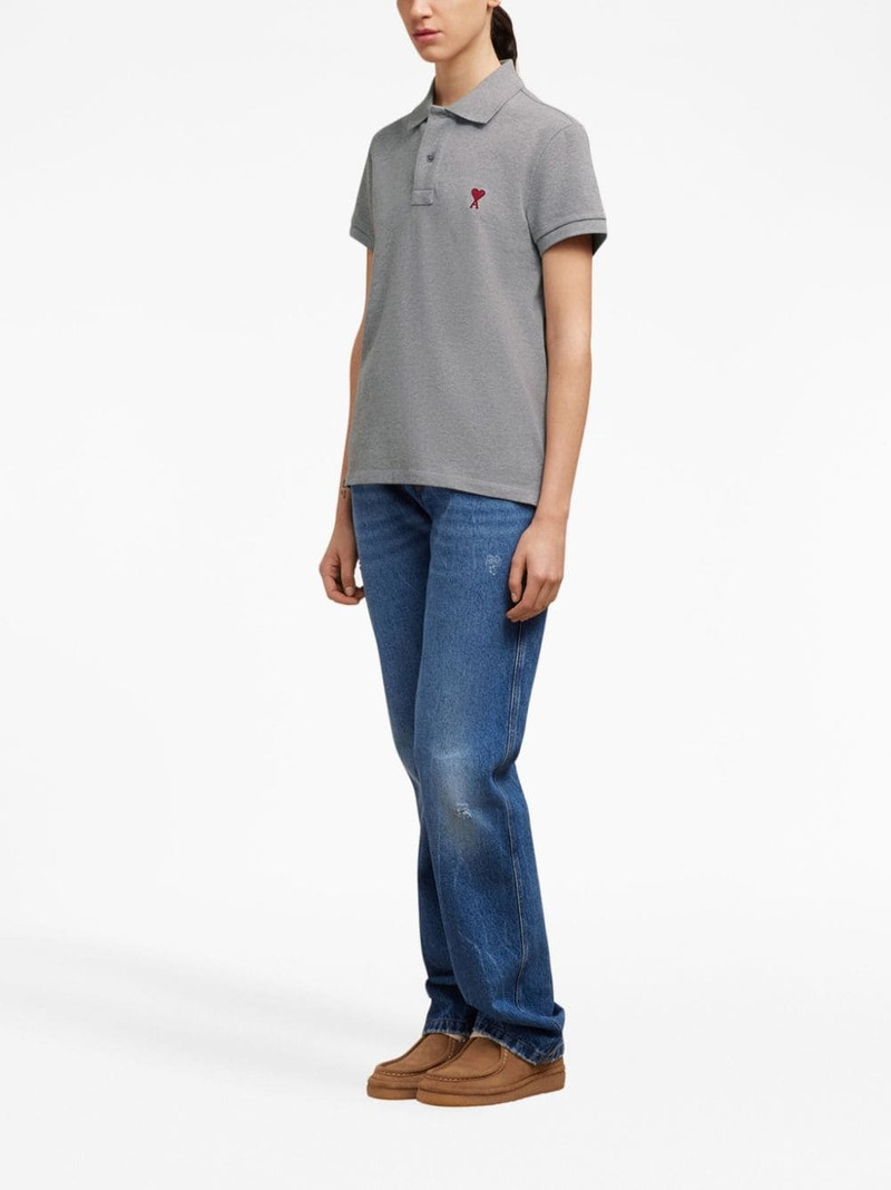 AMI Paris logo-embroidered cotton polo shirt outlook