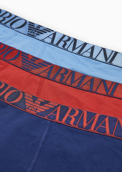 EMPORIO ARMANI Three-pack of ASV shiny logoband organic-cotton boxer briefs outlook