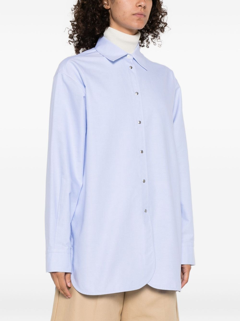 cotton button-fastening shirt - 3
