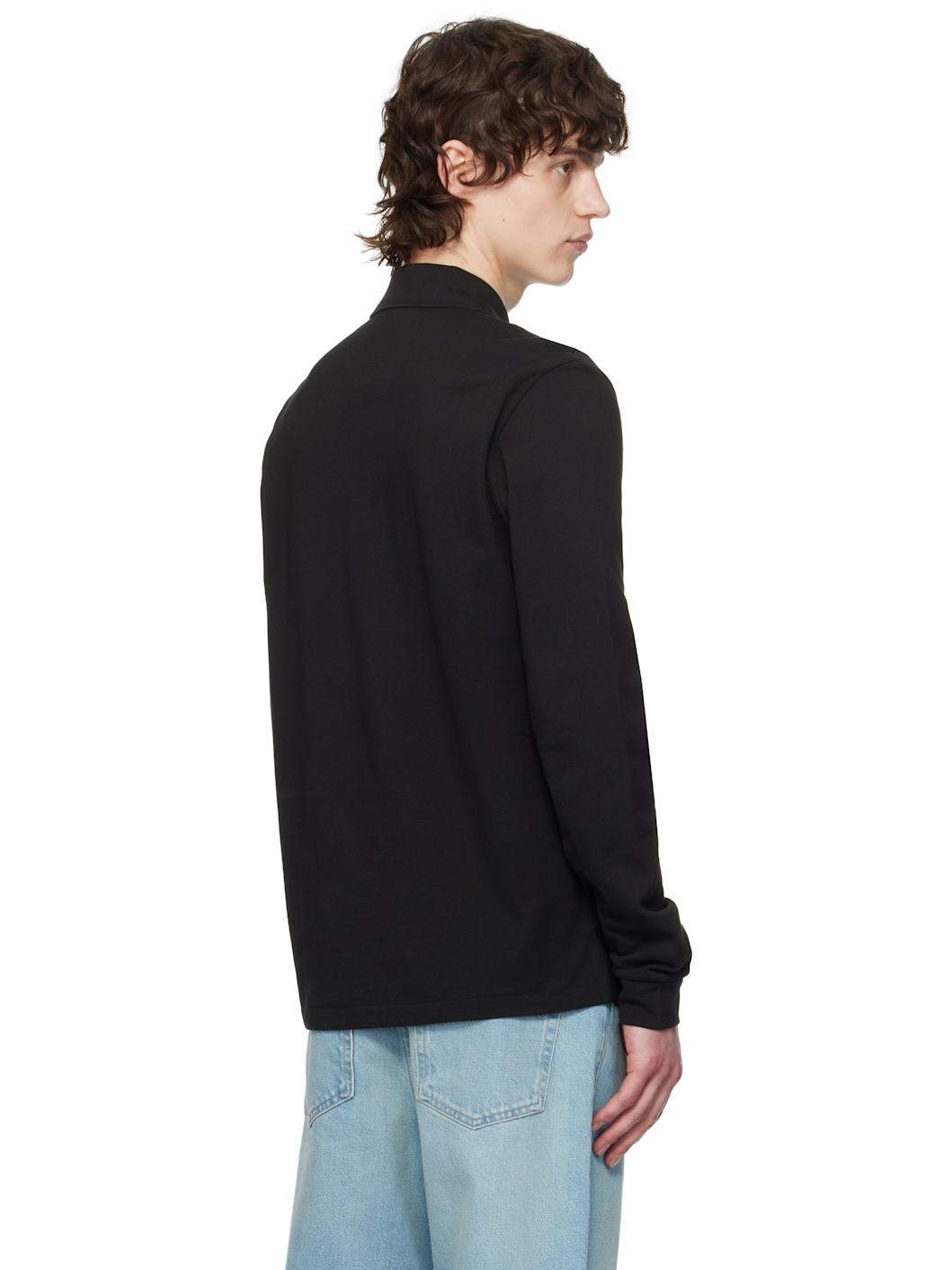 Black Classic Fit Long Sleeve Polo - 3