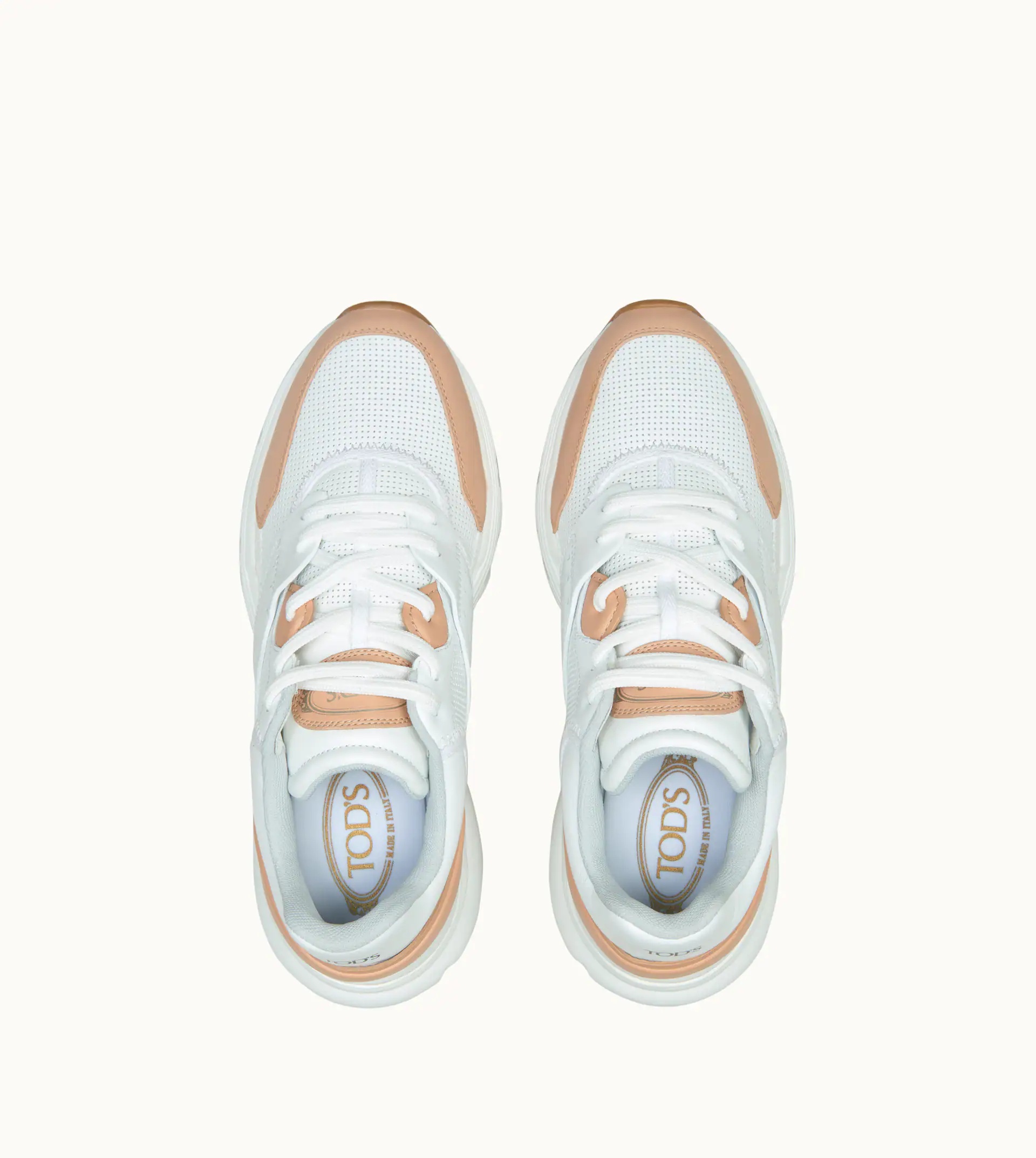SNEAKERS IN LEATHER AND HIGH-TECH FABRIC - BLUE, WHITE - 2