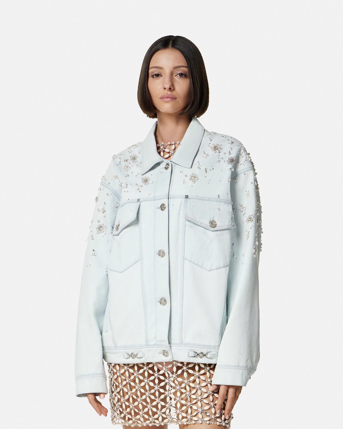 Embellished Oversize Denim Jacket - 4