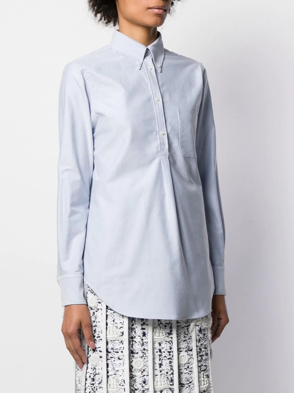 pleated back button down shirt - 3