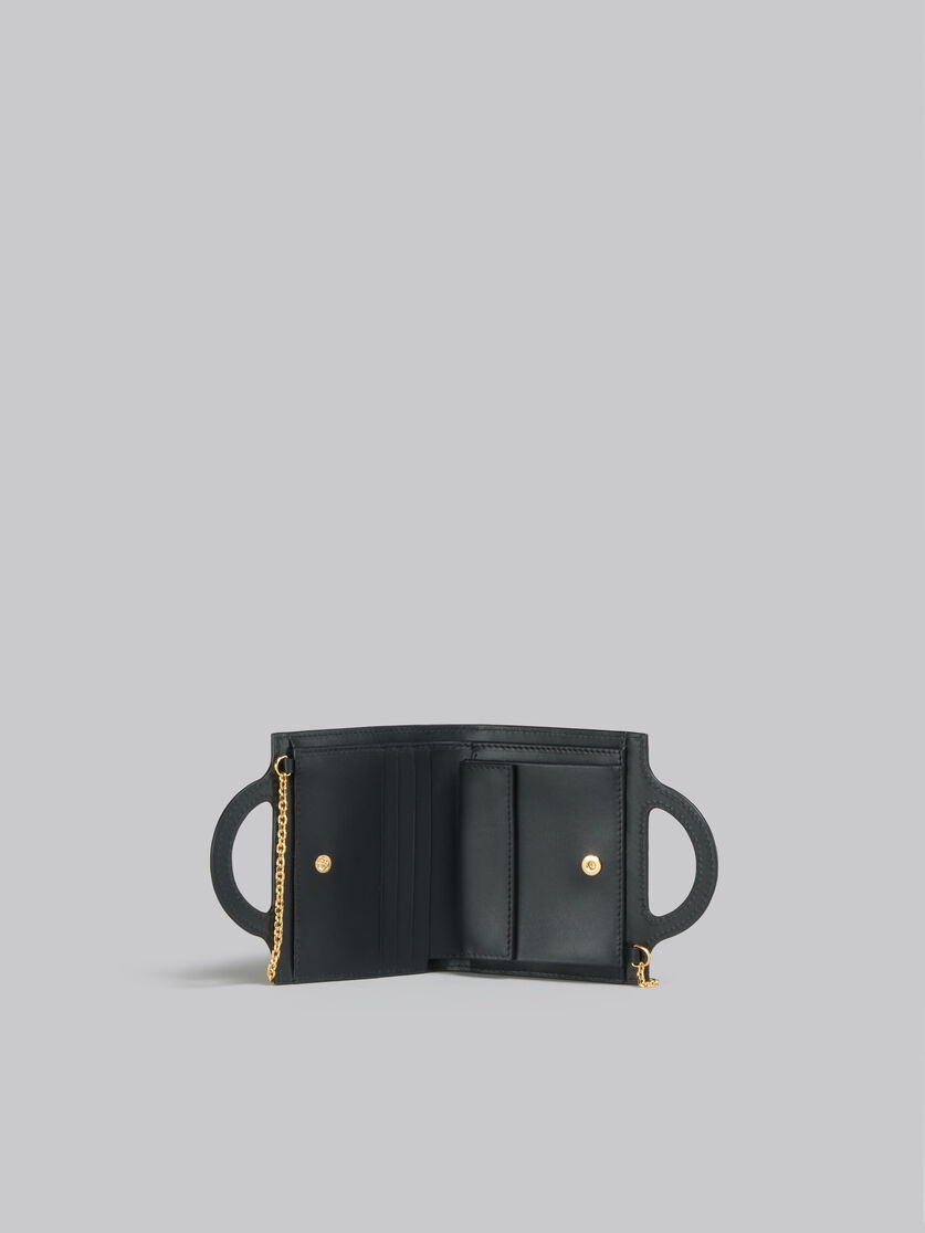 BLACK LEATHER TROPICALIA WALLET WITH CHAIN STRAP - 3