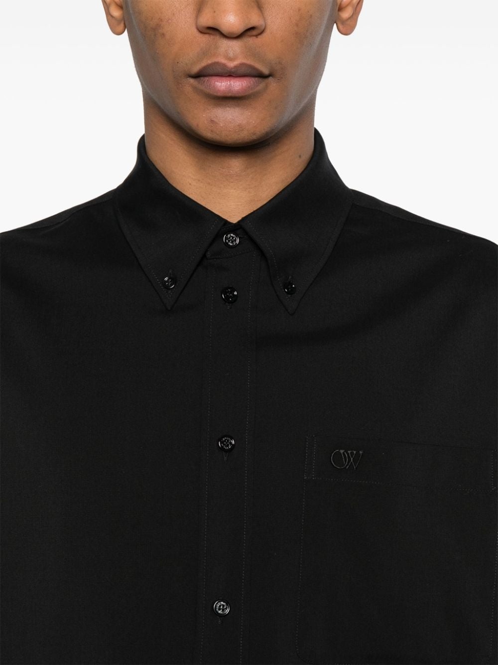 monogram-embroidered cotton shirt - 5