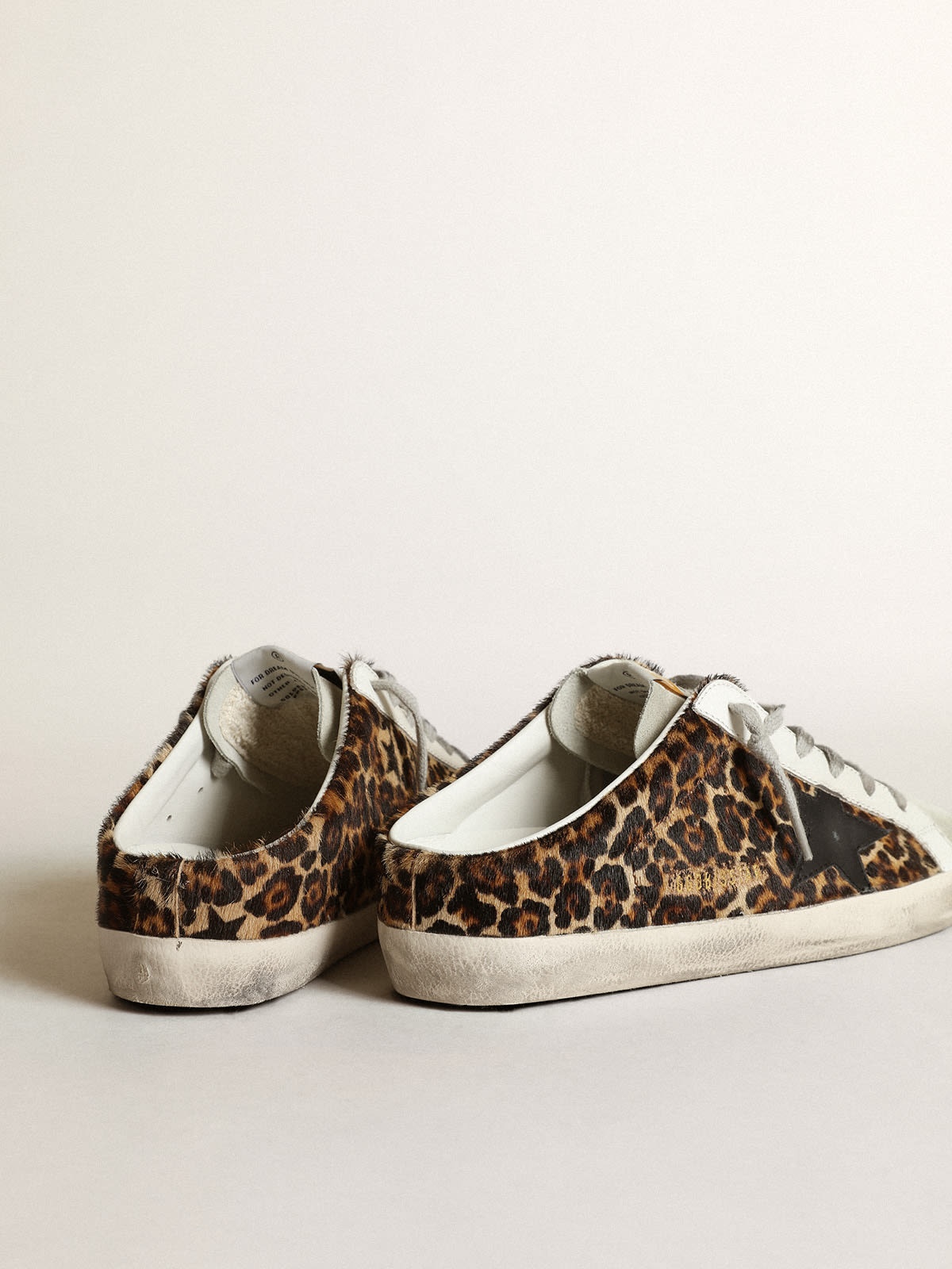 Super-Star Sabots in leopard-print pony skin with black leather star and ice-gray suede tongue - 5