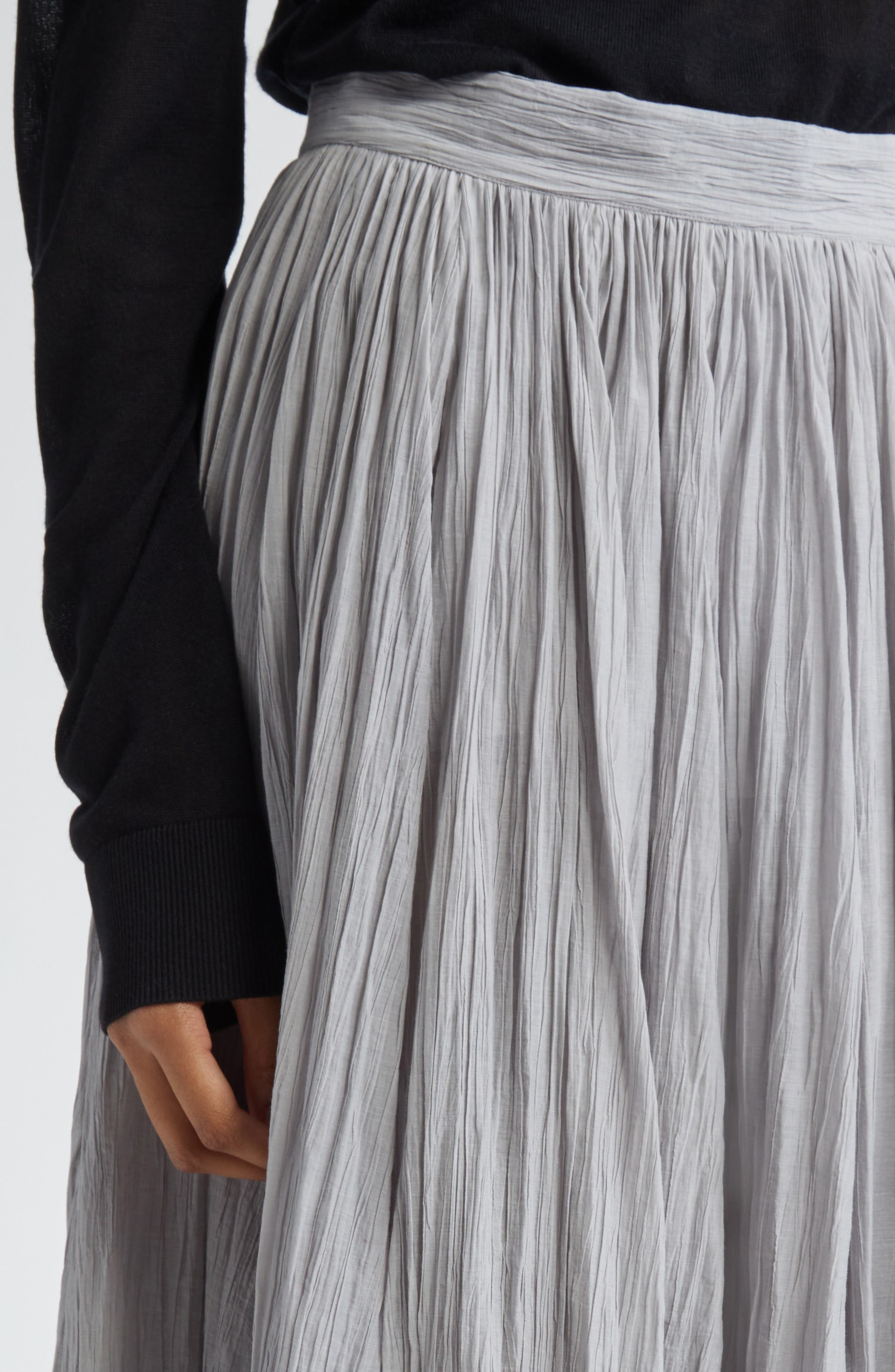 TOTEME Semisheer Plissé Maxi Skirt in Pale Grey at Nordstrom - 4