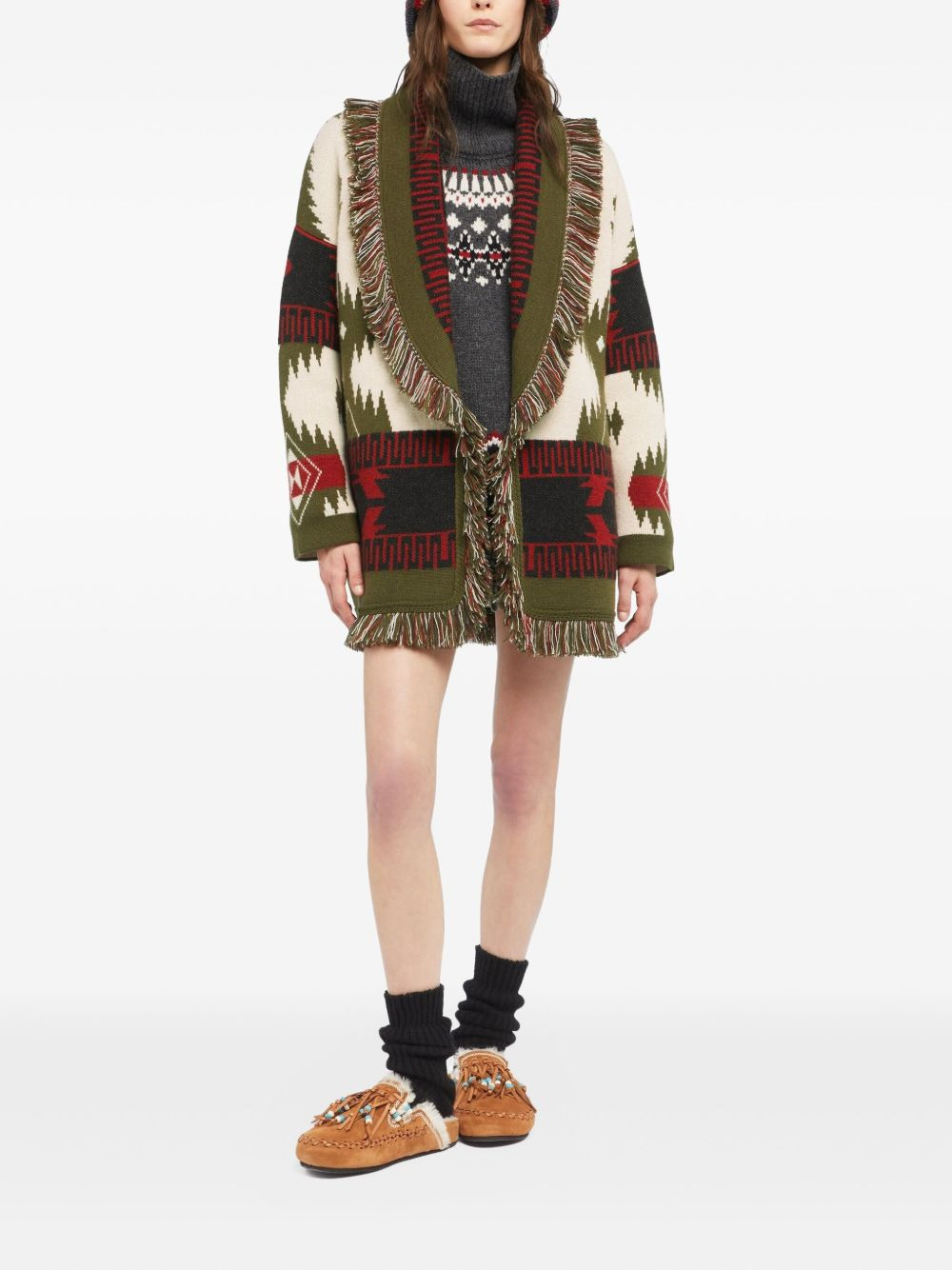 Icon jacquard fringe cardigan - 2