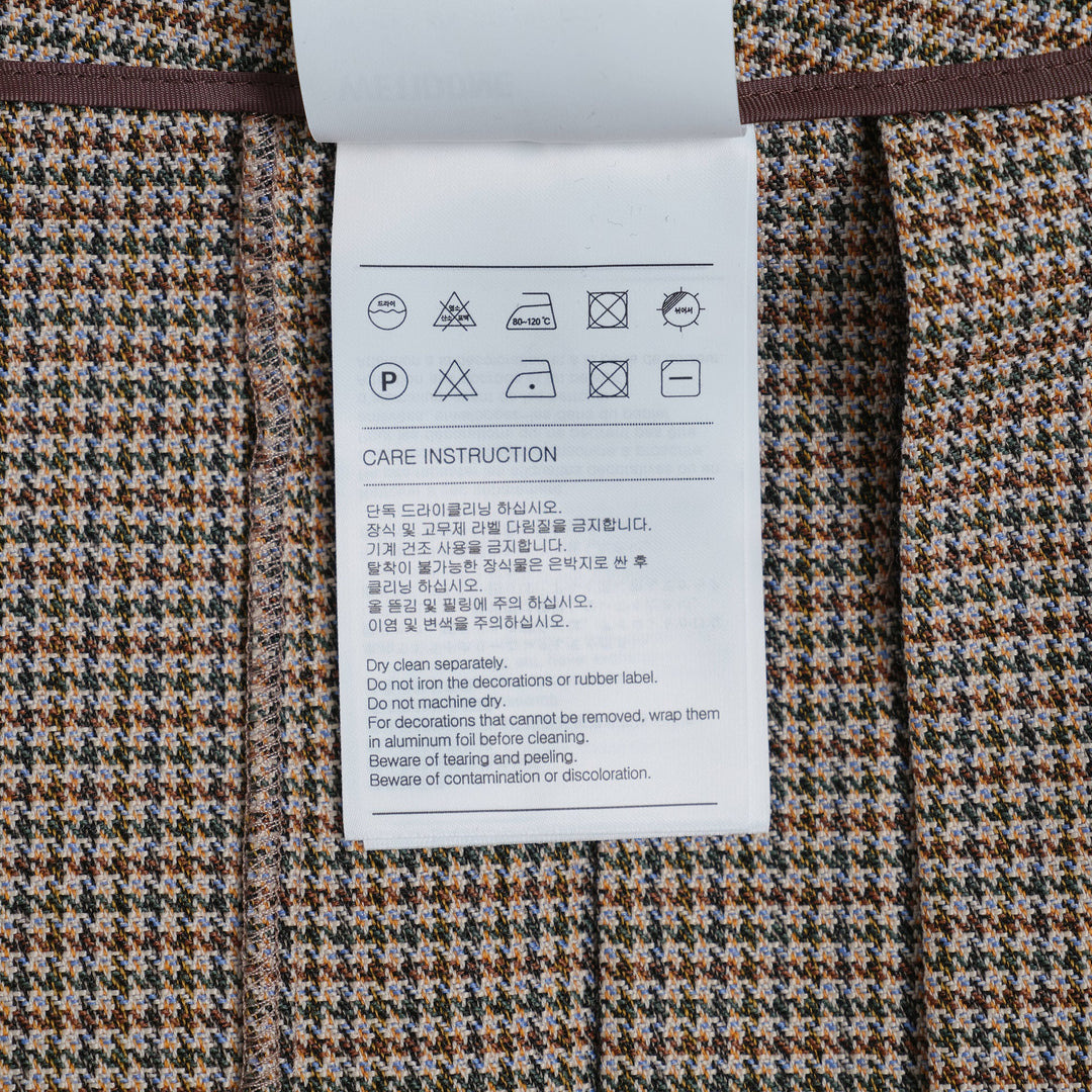 Beige Womens Asymmetric Checked Skirt - 4