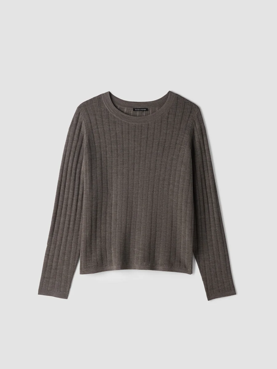 Superfine Merino Crew Neck Top in Regenerative Wool - 1