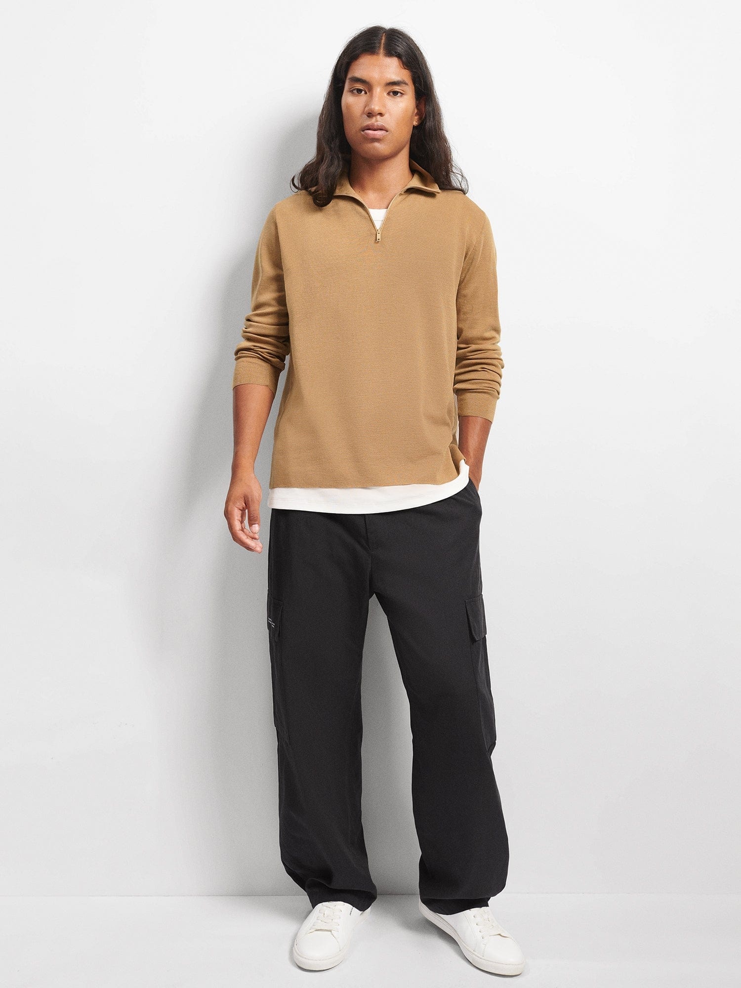 Mens Regenerative Merino Wool Half-Zip Sweater - Camel - 4