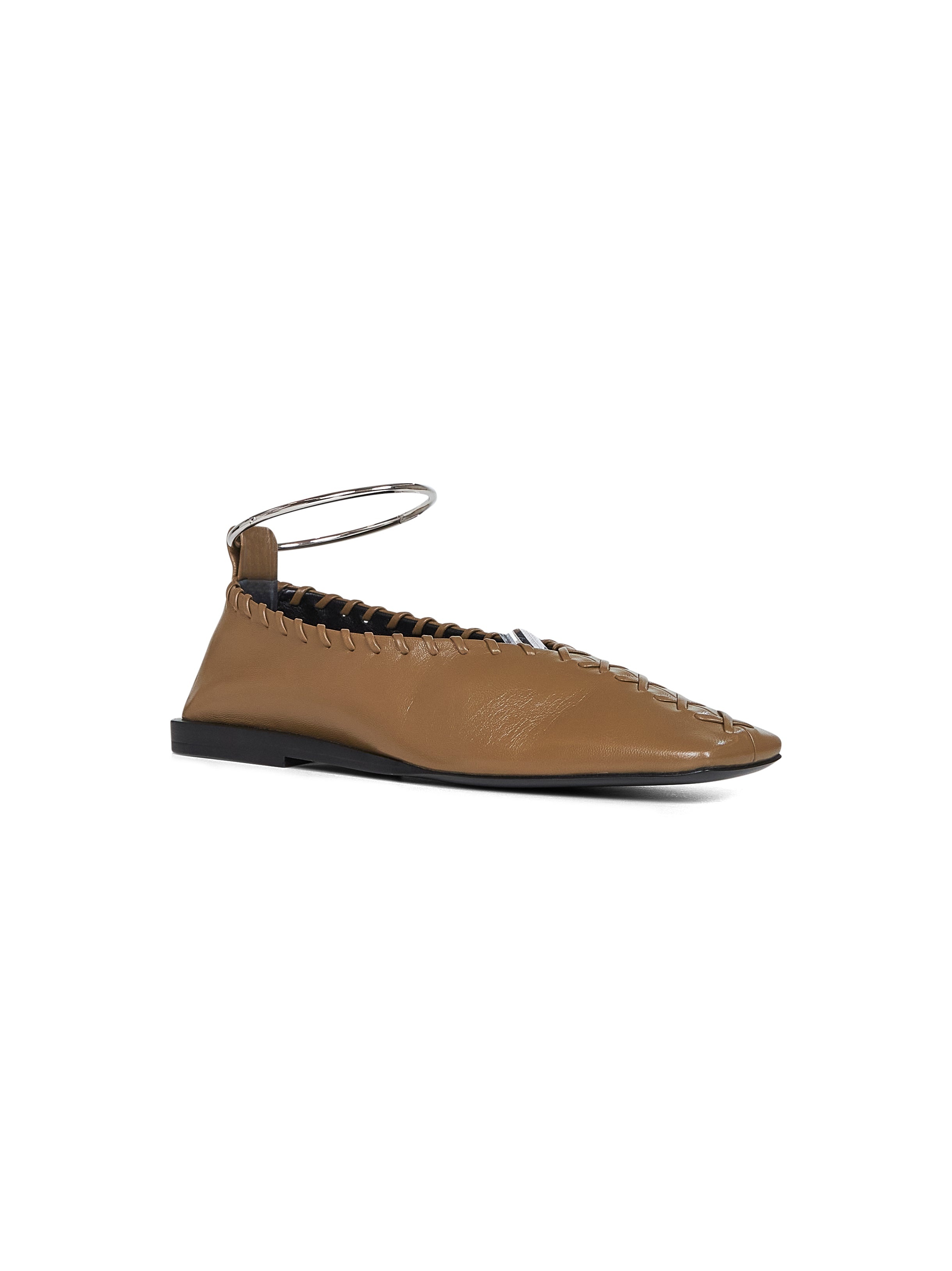 Green nappa leather Ring ballet flats - 2