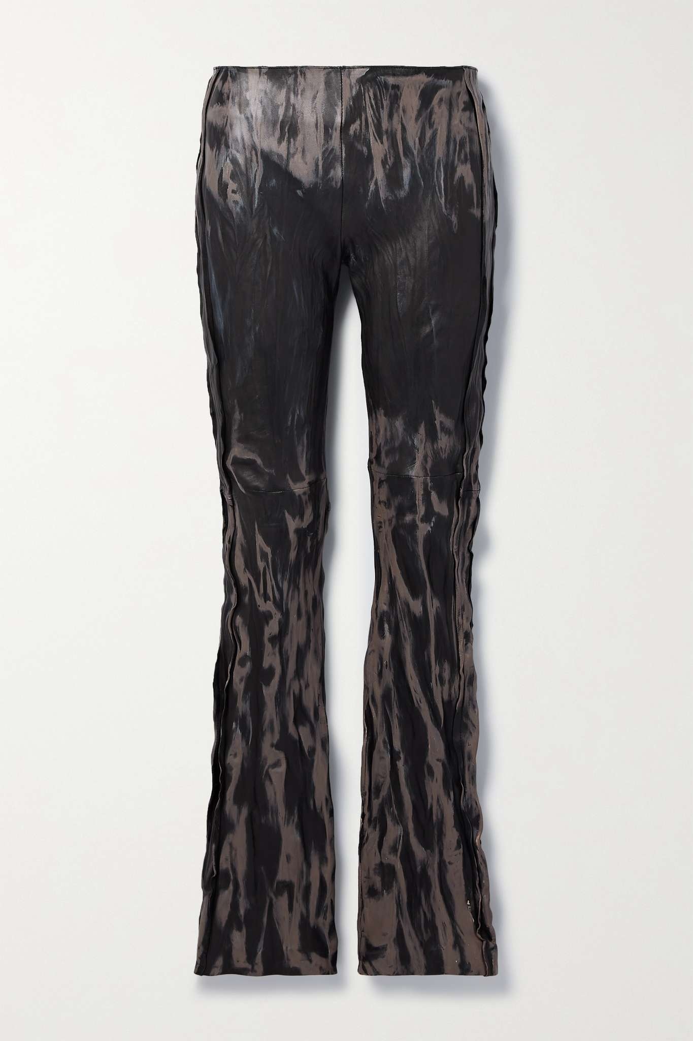 Distressed crinkled-leather straight-leg pants - 1