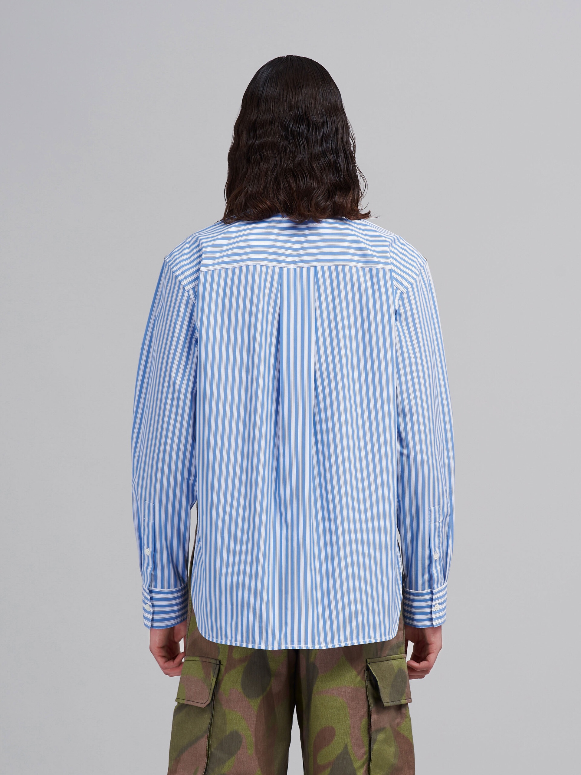STRIPED POPLIN AND CHINÉ CANVAS SHIRT - 3