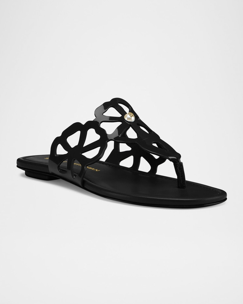 Stuart Weitzman Jasmine Patent Cutout Thong Sandals outlook