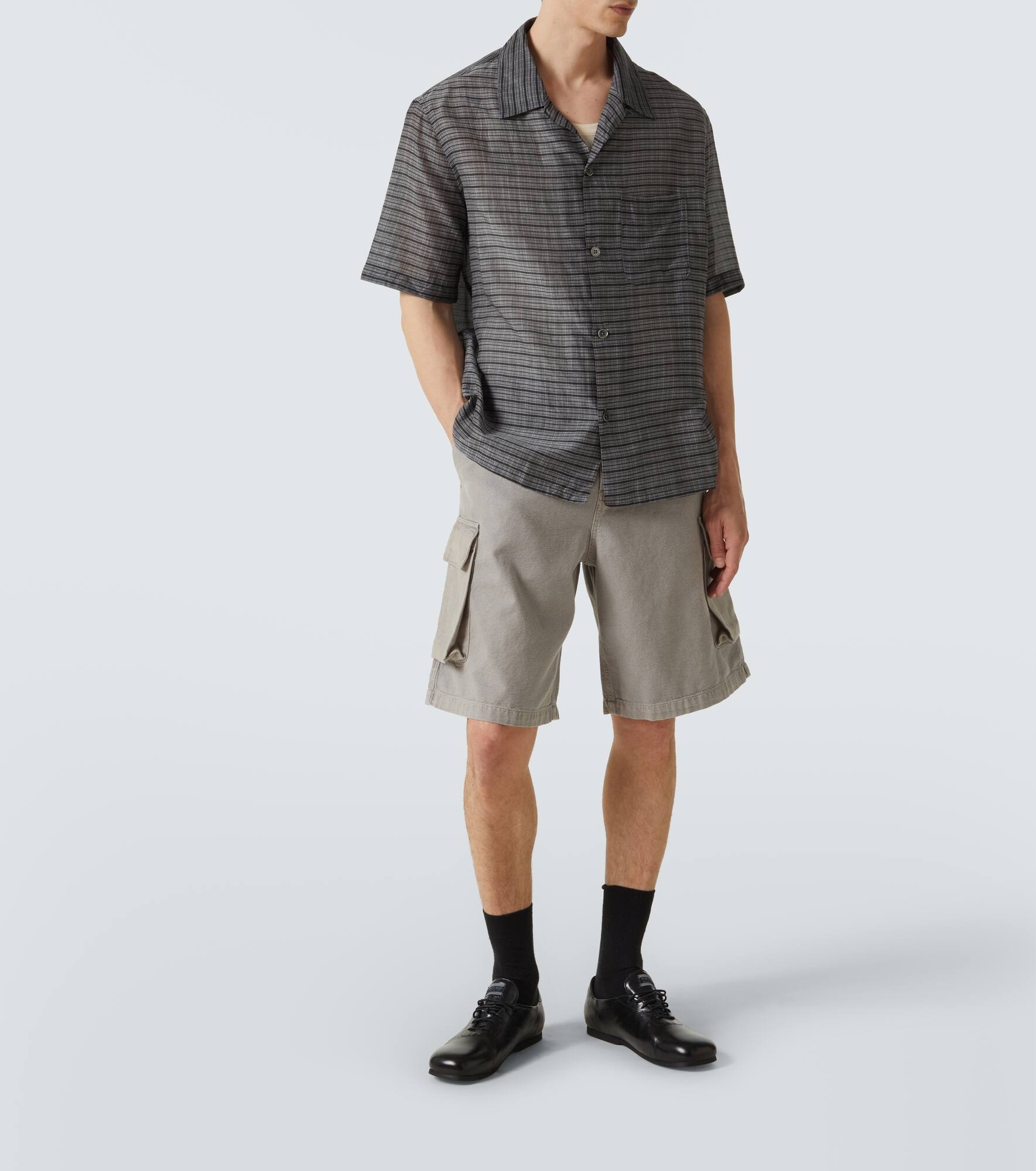 Mount cotton and hemp canvas cargo shorts - 2
