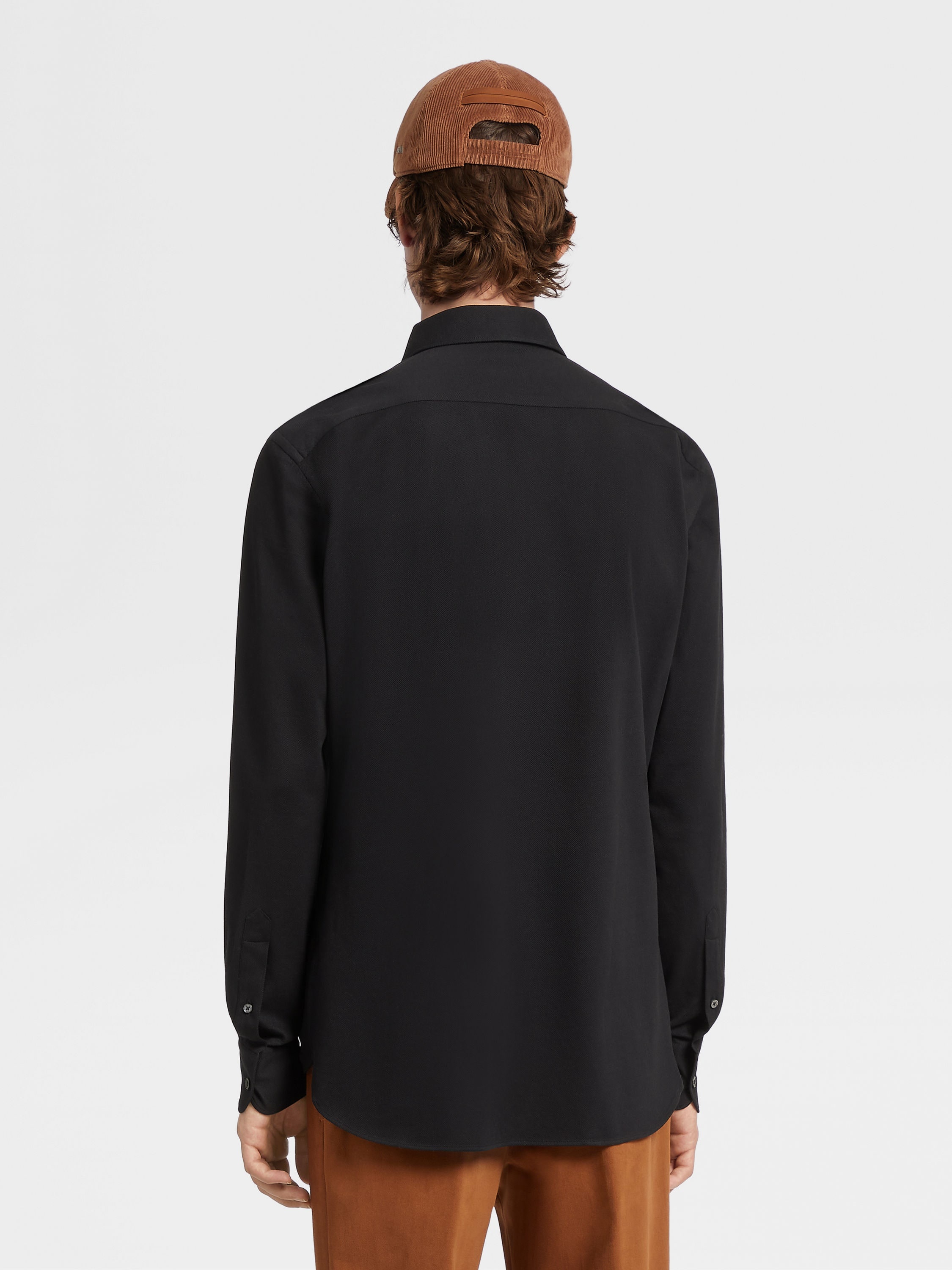 BLACK COTTON JERSEY LONG-SLEEVE SHIRT - 4
