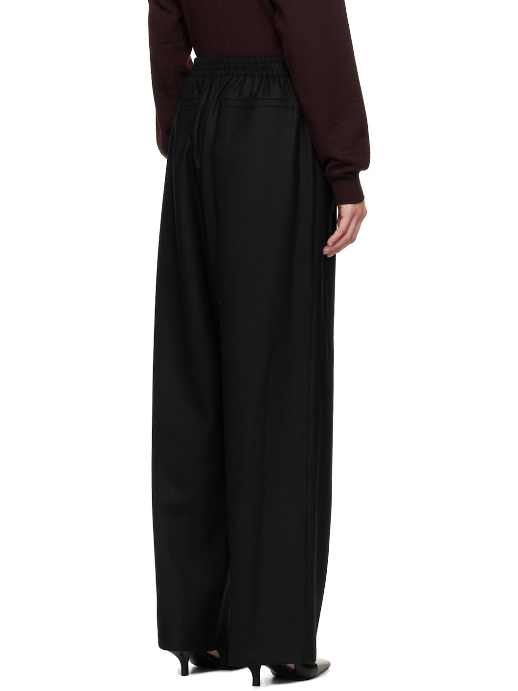 Navy Drawstring Easy Wool Trousers - 3