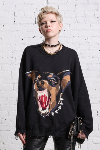 R13 ANGRY CHIHUAHUA OVERSIZED SWEATER - BLACK outlook