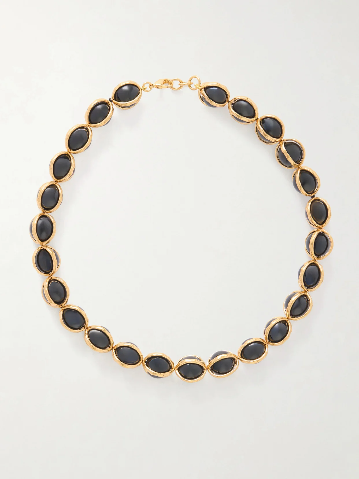 Gold-tone Onyx Beaded Necklace - 1