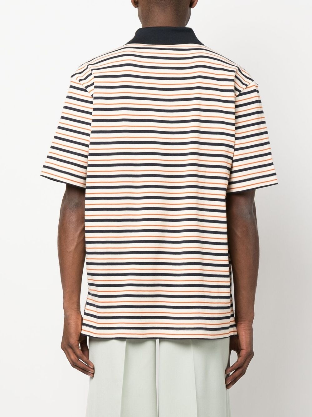 logo-embroidered striped polo shirt - 4