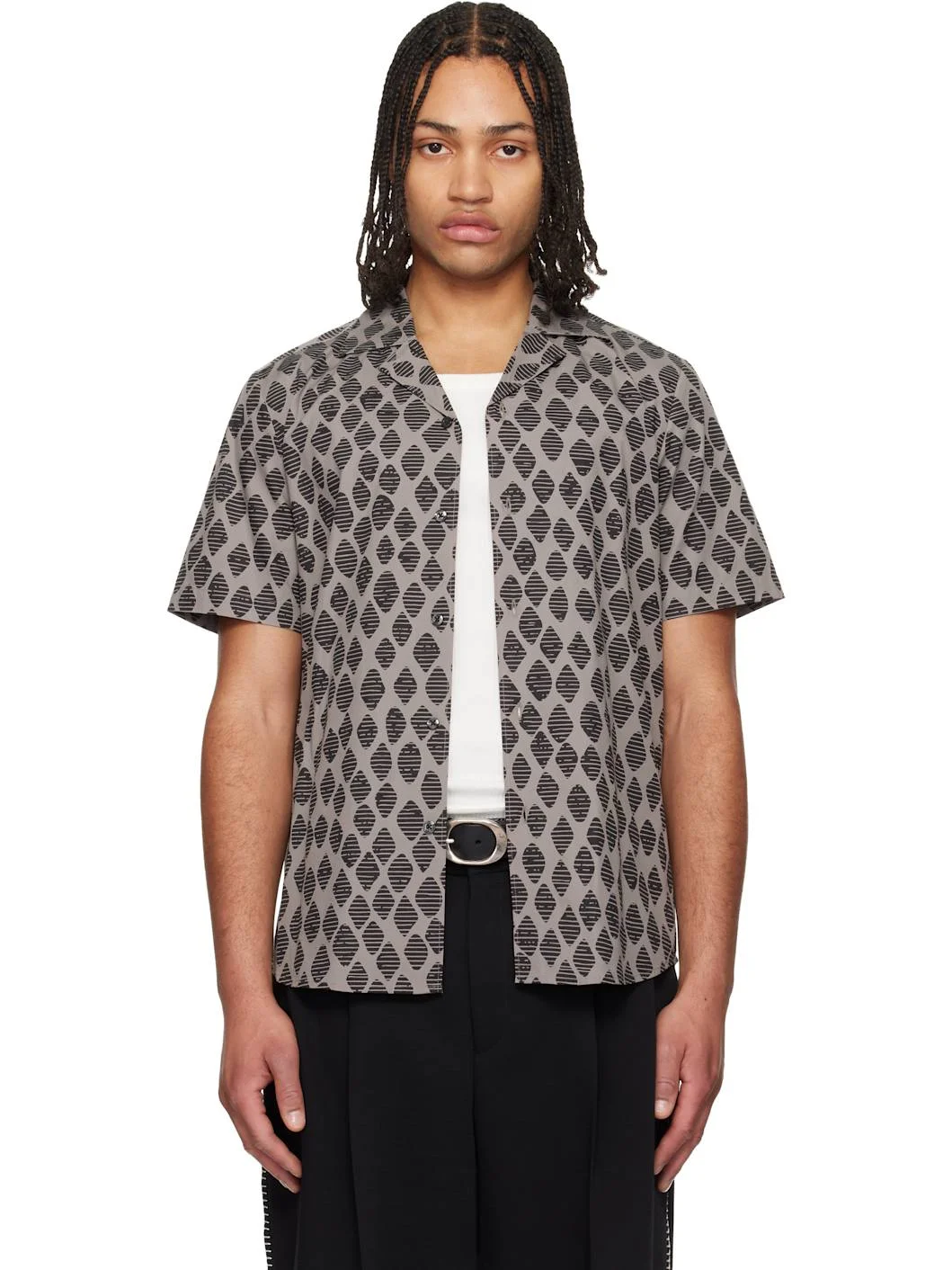 Taupe Camp Collar Shirt - 1