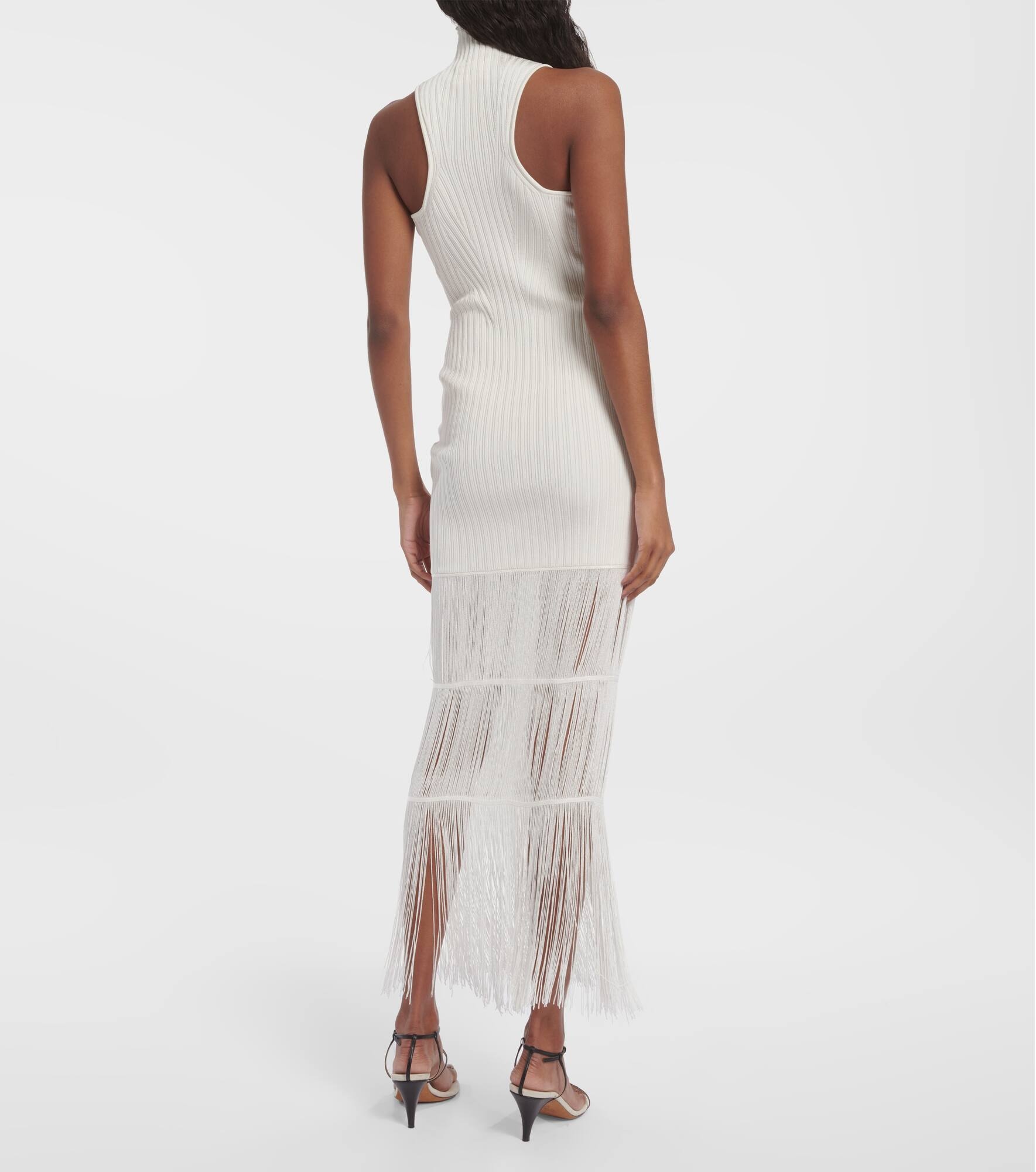 Zare fringed ribbed-knit maxi dress - 3