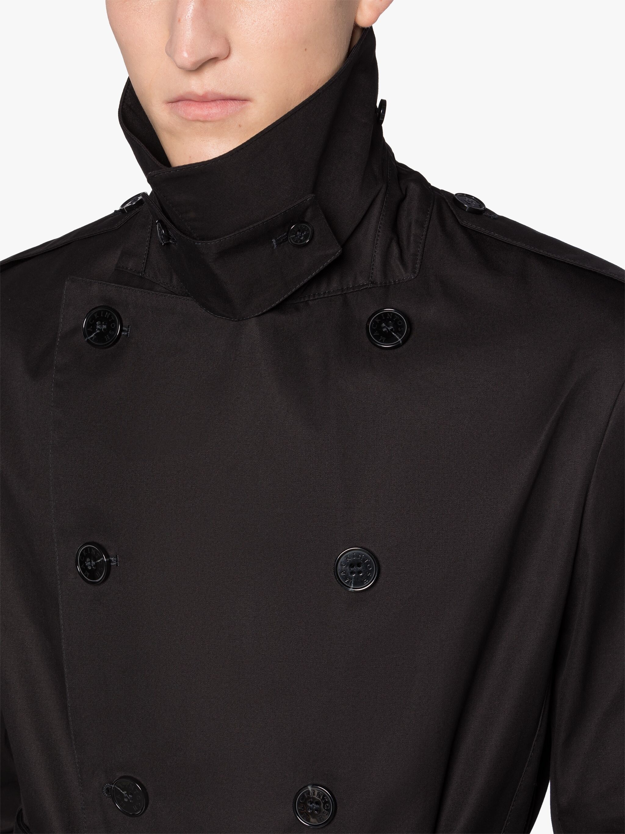 ST ANDREWS BLACK COTTON TRENCH COAT - 5