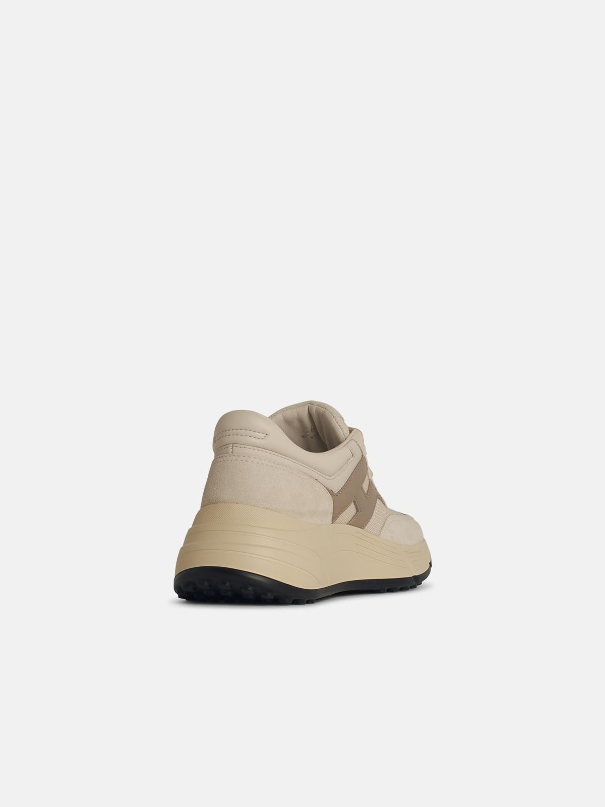 'H669' BEIGE LEATHER SNEAKERS - 3