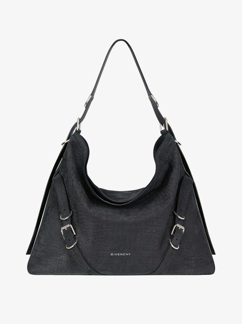LARGE VOYOU BAG IN CROCODILE EFFECT SUEDE - 1