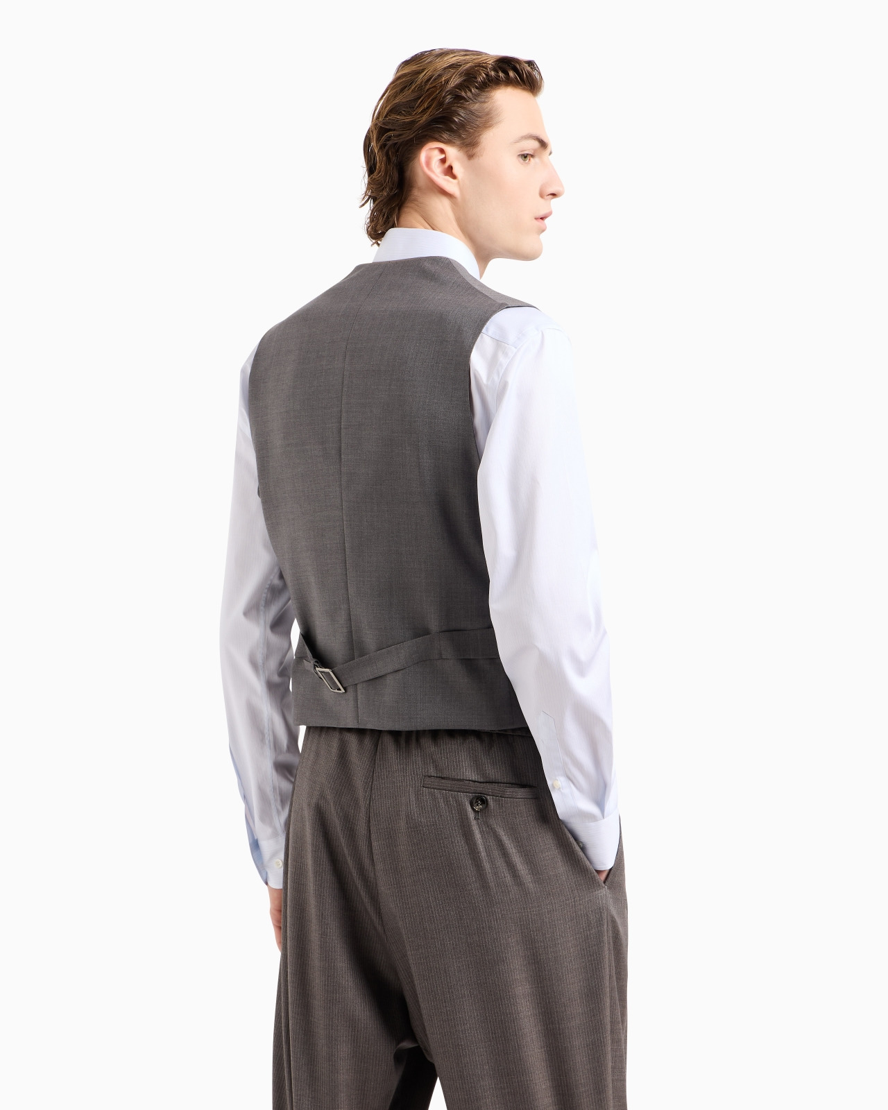 SINGLE-BREASTED WAISTCOAT IN VIRGIN WOOL AND CASHMERE - 3