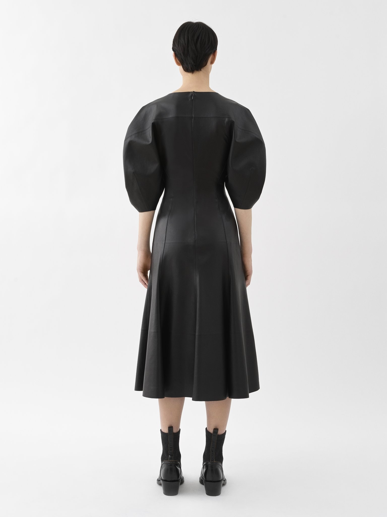 BALLOON-SLEEVE MIDI DRESS - 4
