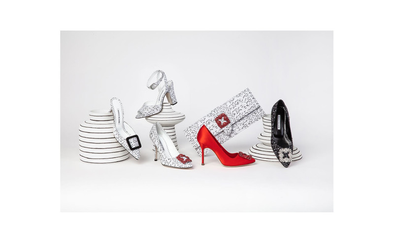 Black Jacquard Jewel Buckle Pumps 5
