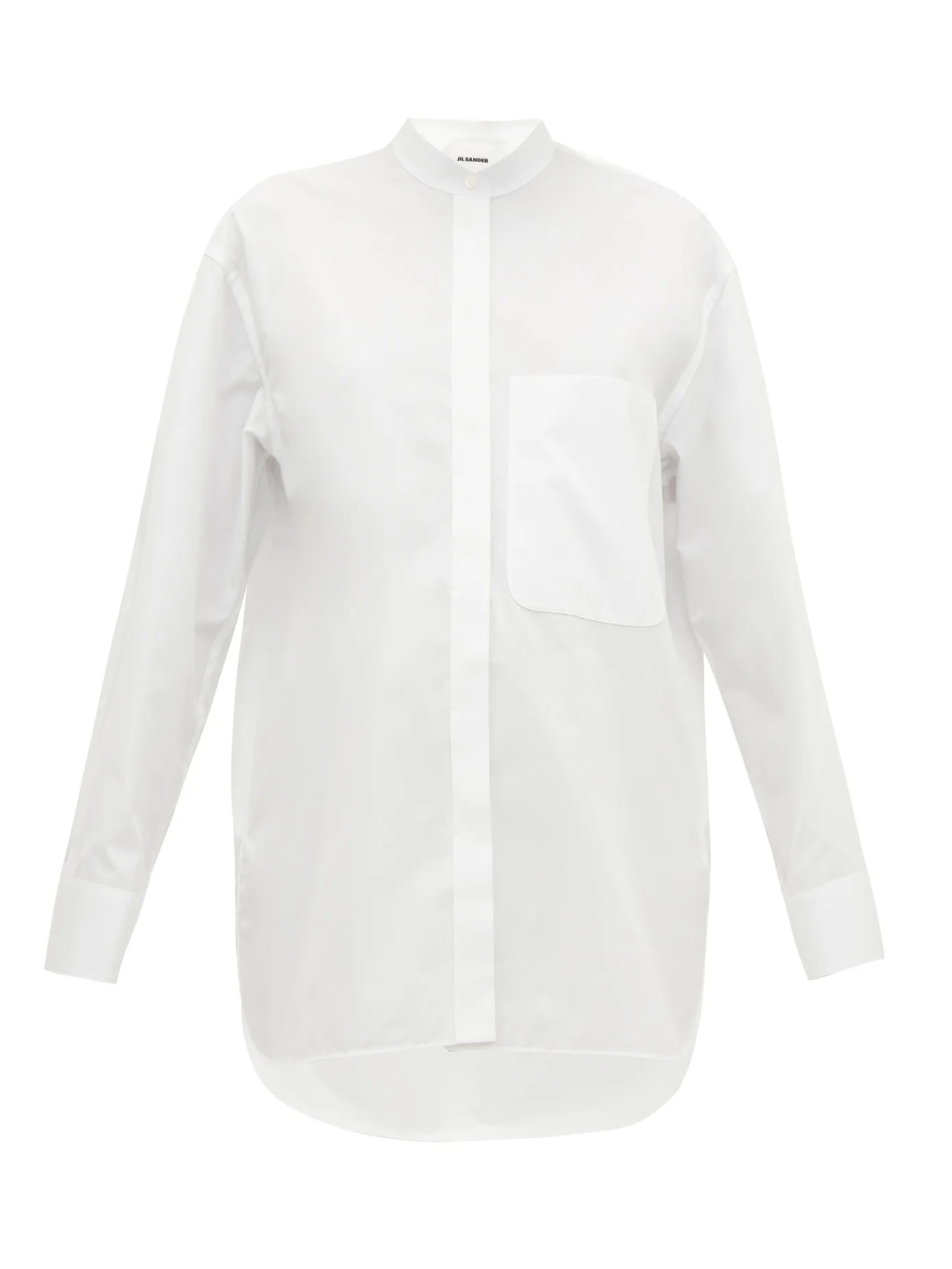 Band-collar cotton-poplin shirt - 1