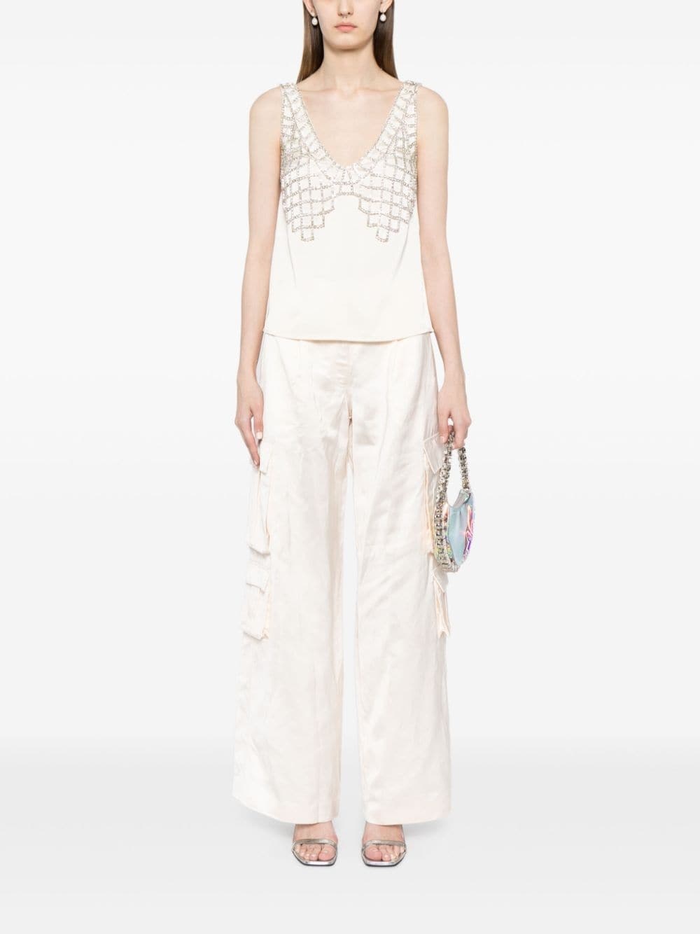 high-waisted straight-leg cargo trousers - 2