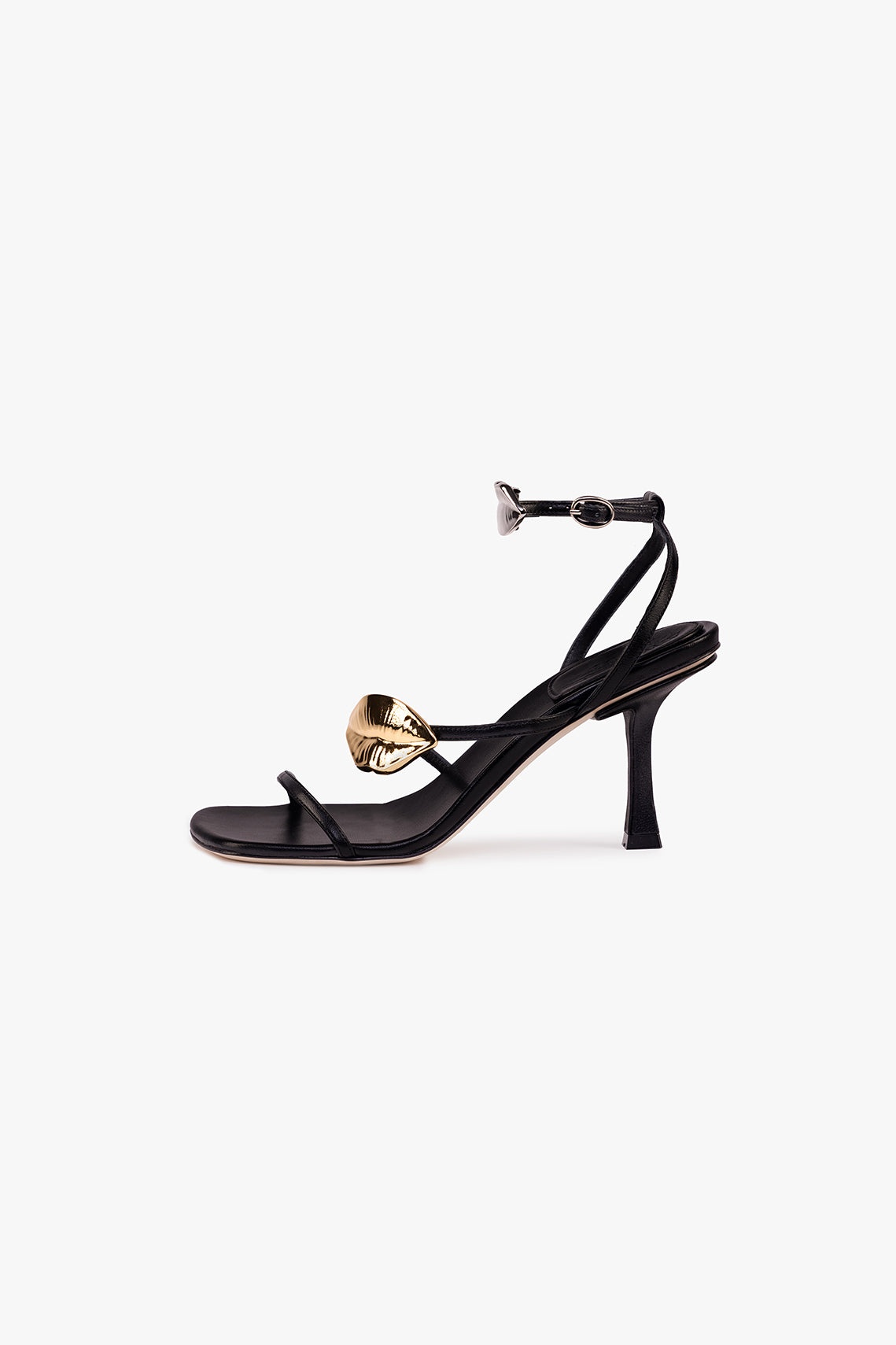 BETA KISS METALLIC ROUND TOE SANDAL WITH LIP BLACK SILVER GOLD - 1