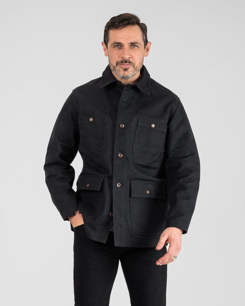 Iron Heart 20OZ PARAFFIN COATED DUCK CHORE JACKET - BLACK outlook