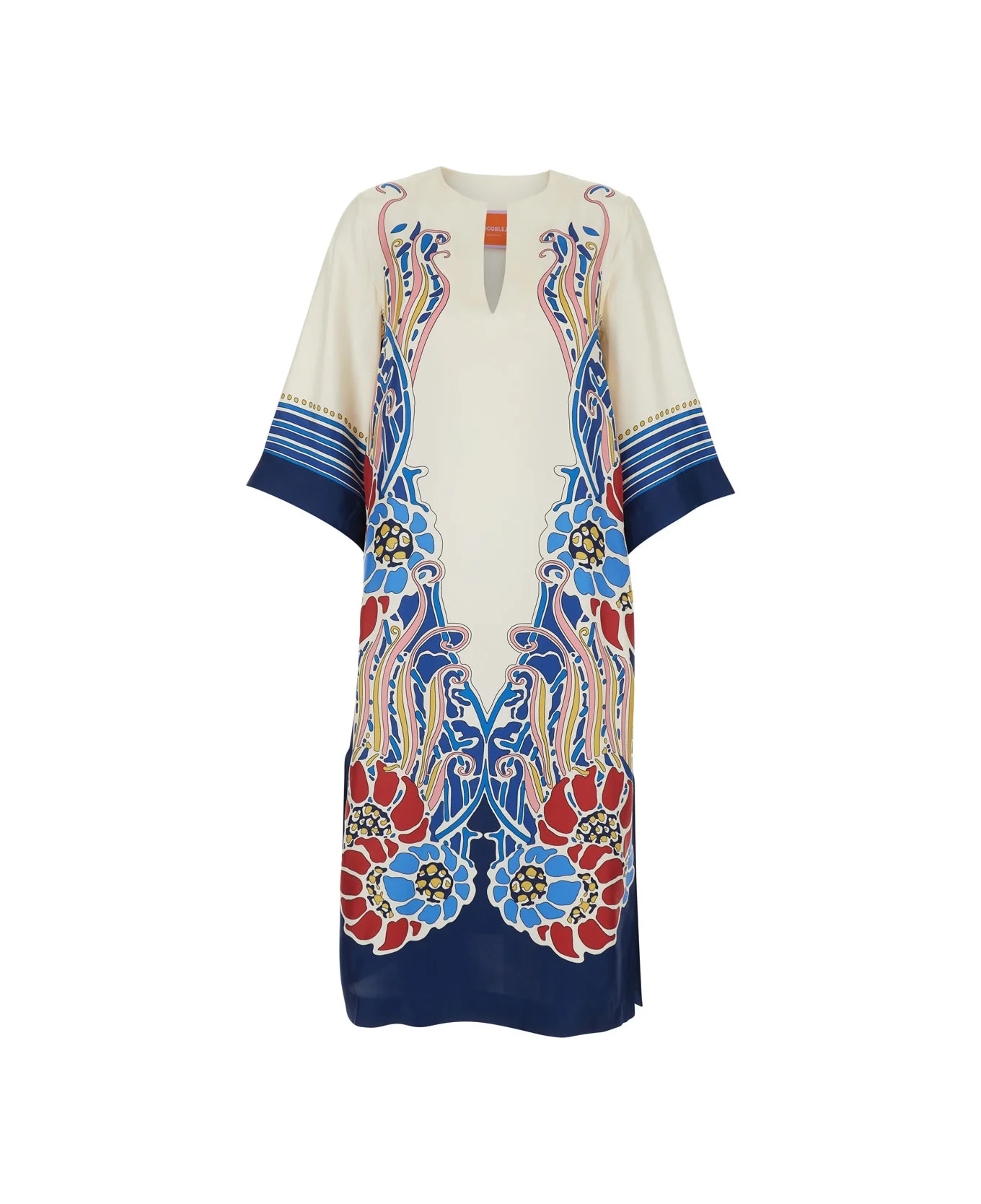 'the Kaftan' Multicolor Silk Kaftan With V Neck And All-over Floral Print Woman - 1