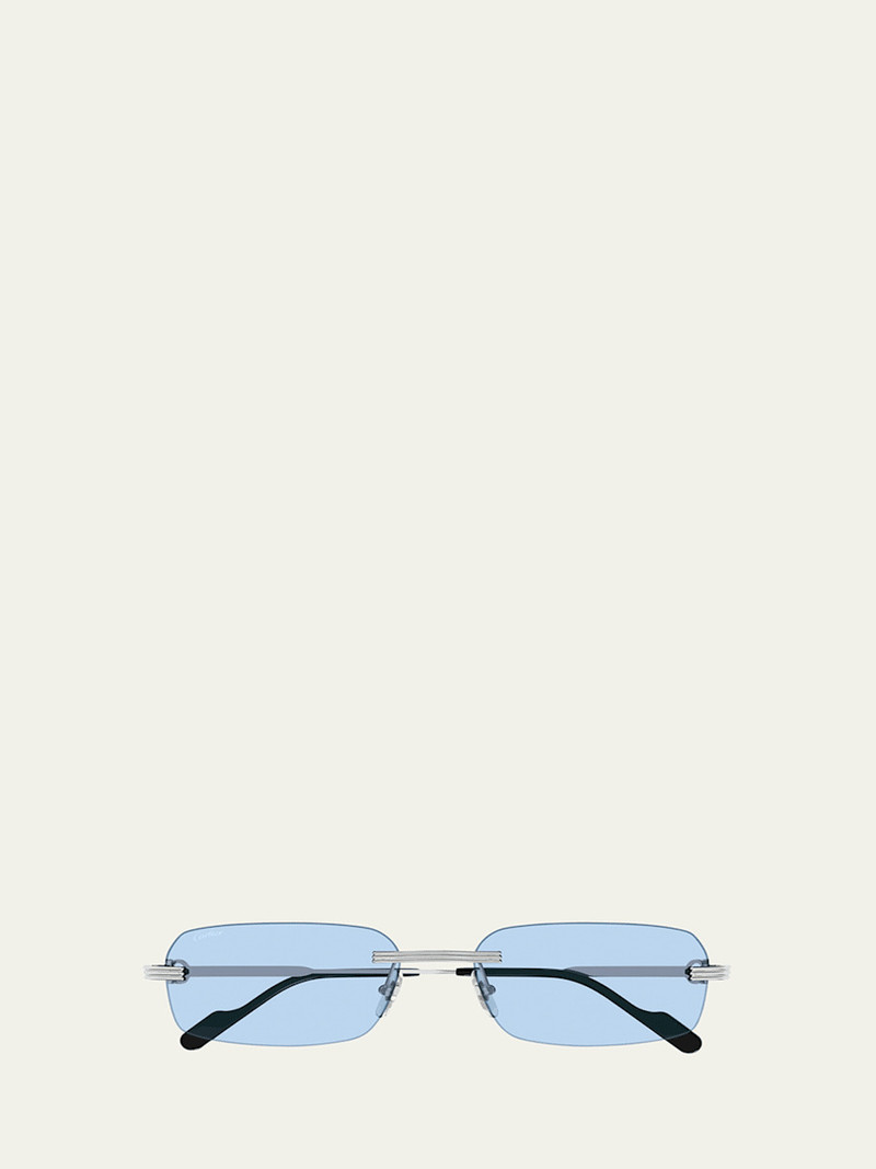 Men's Rimless Rectangle Metal Sunglasses 1