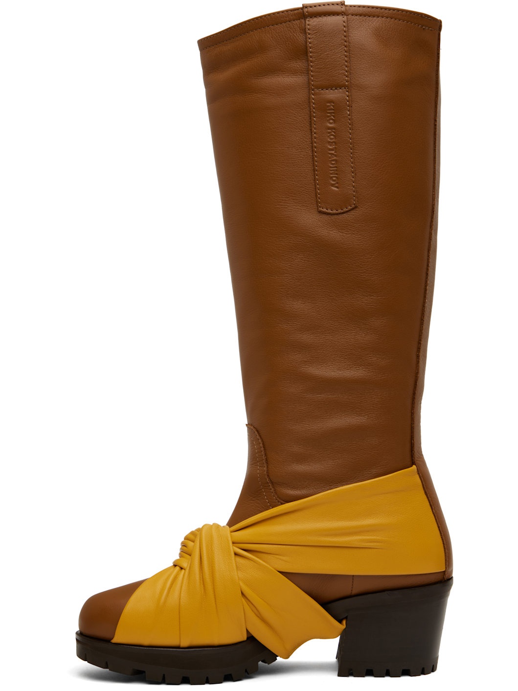 Brown & Yellow Knotted Riding Boots - 3