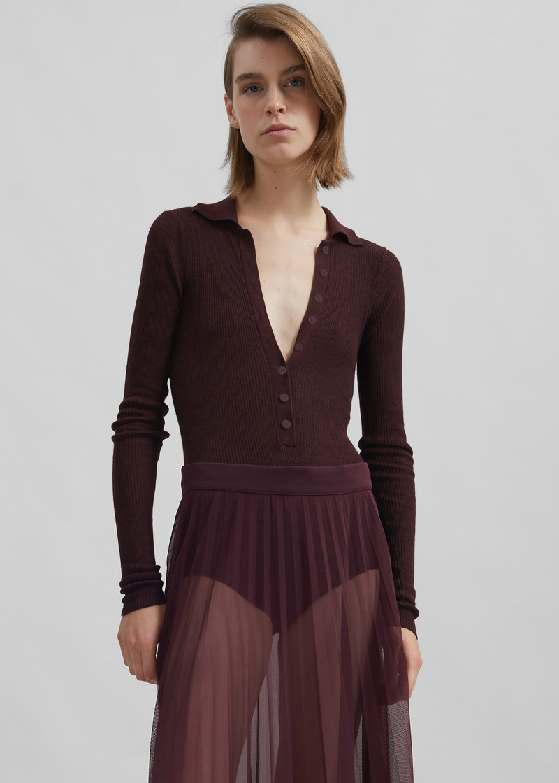 Solana Polo Bodysuit - Burgundy 6