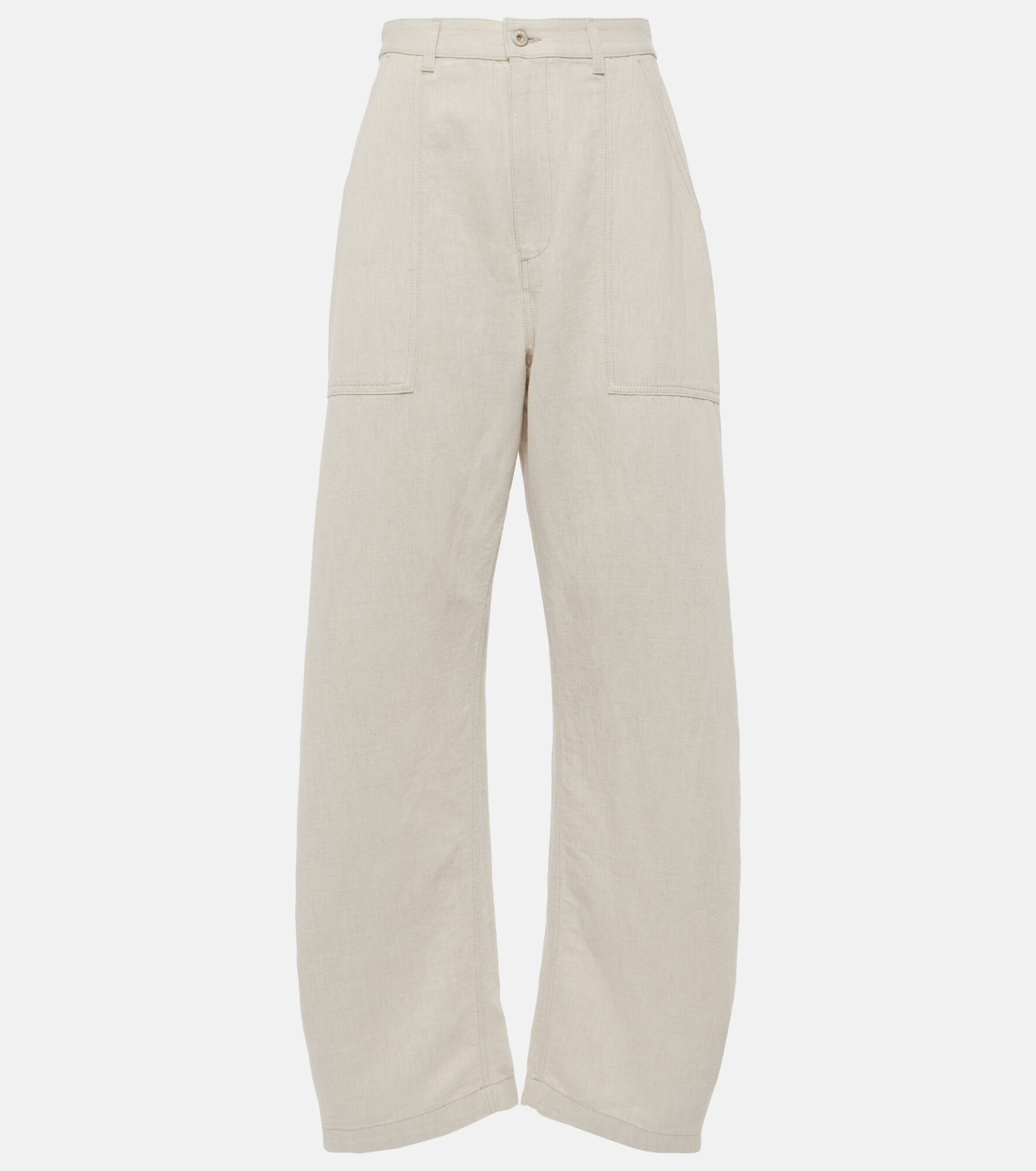 Balloon cotton and linen wide-leg pants - 1