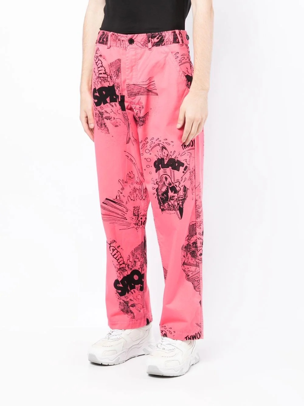 cartoon-print straight leg trousers - 3