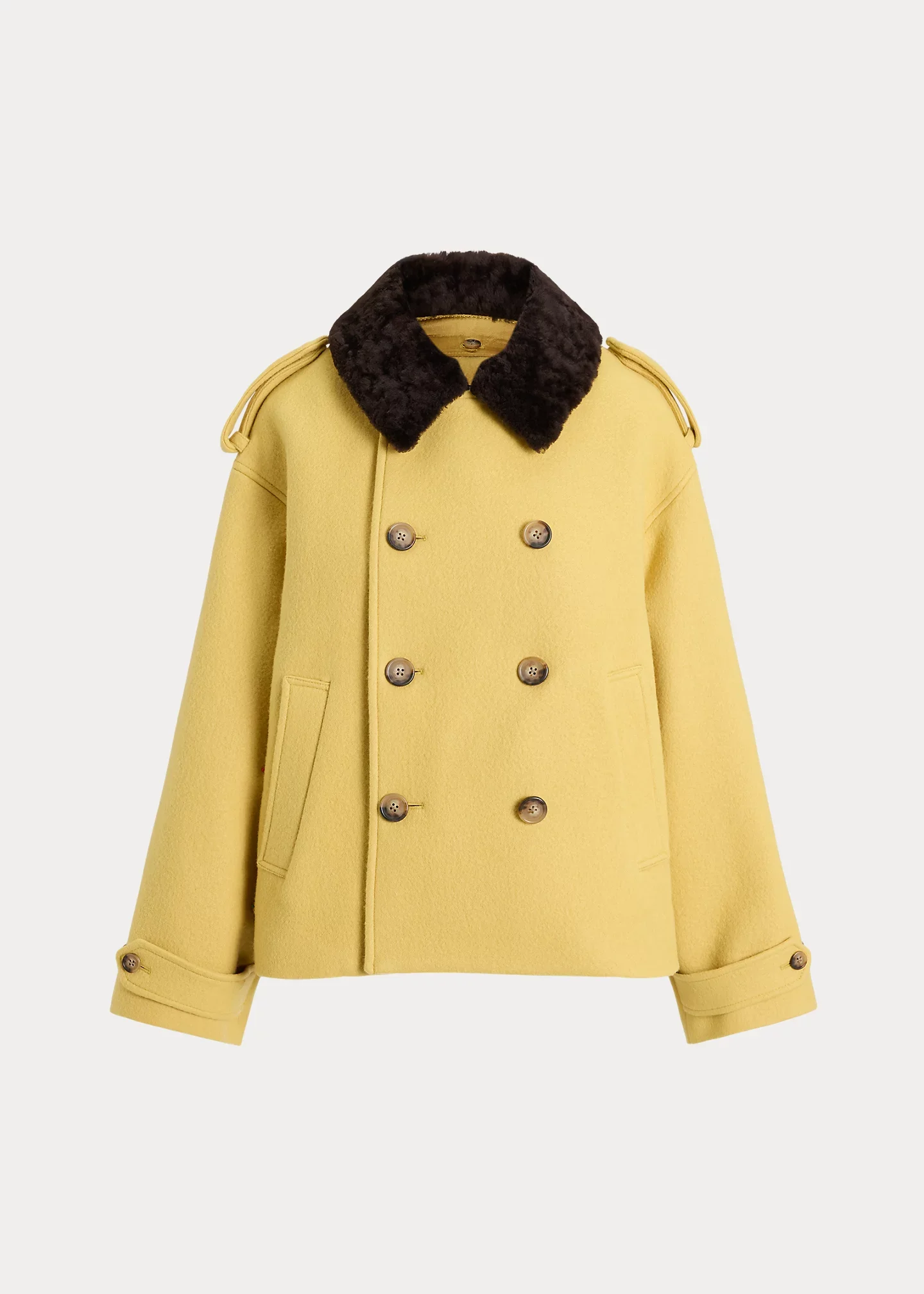 Shearling-Collar Wool Coat - 1