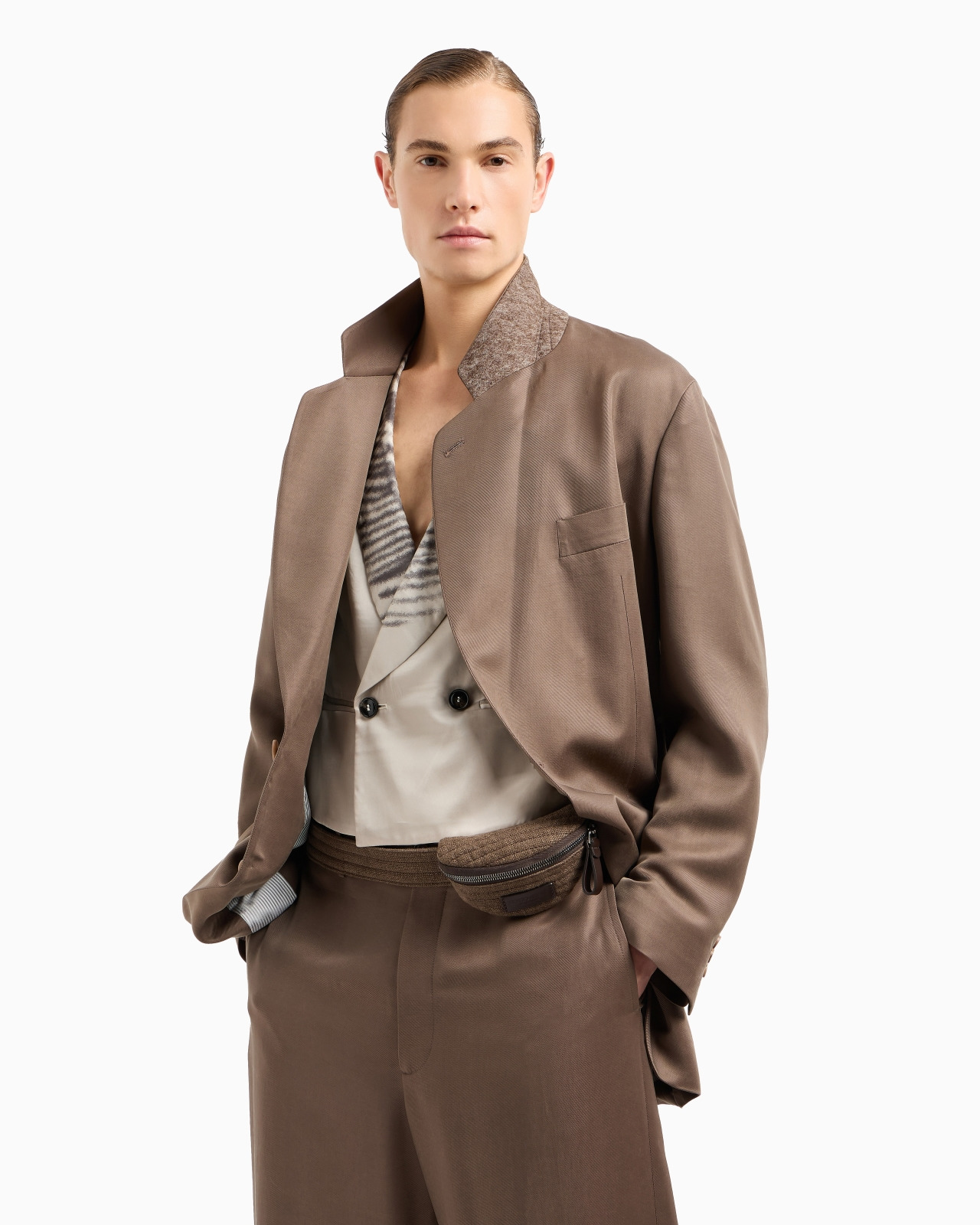 PRINTED CUPRO DOUBLE-BREASTED WAISTCOAT - 6