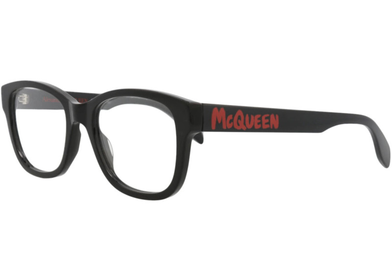 Alexander McQueen Alexander McQueen Square-Frame Acetate Optical Frames Black Black Transparent (AM0350O-30012328-002) outlook