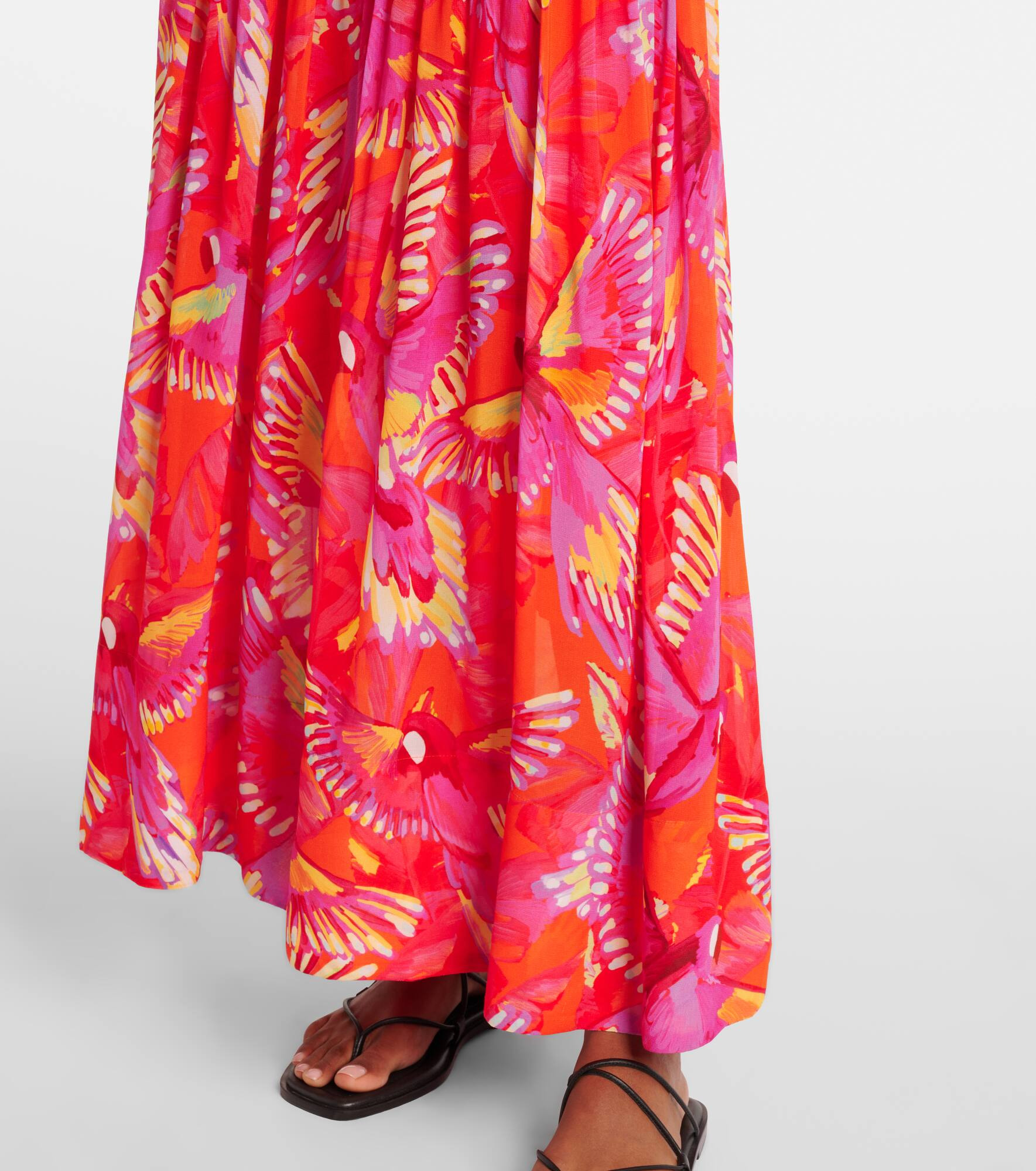Flying Birds ruched maxi dress - 5