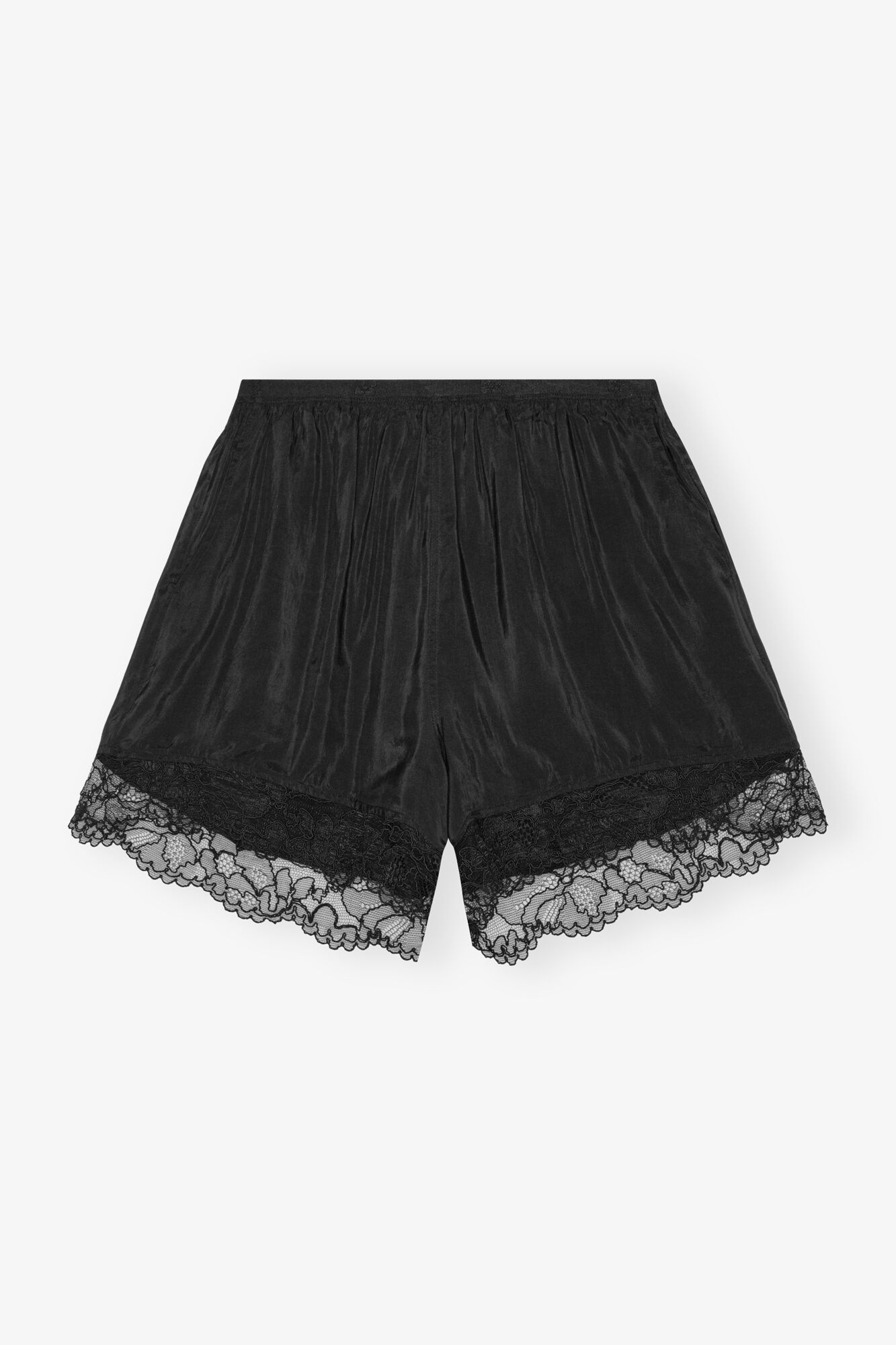 BLACK VISCOSE HABOTAI ELASTICATED SHORTS - 1
