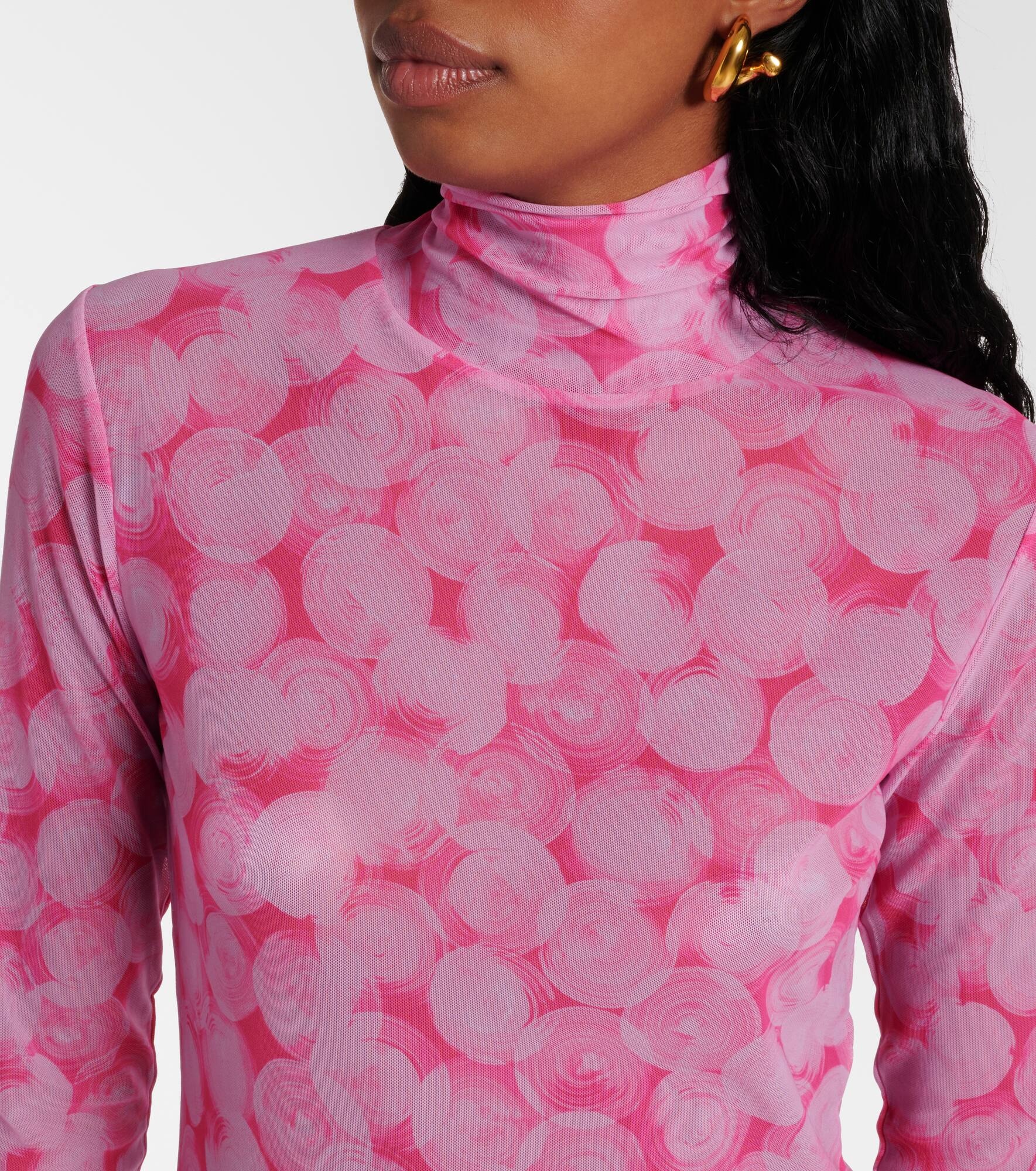 Printed high-neck jersey top - 4