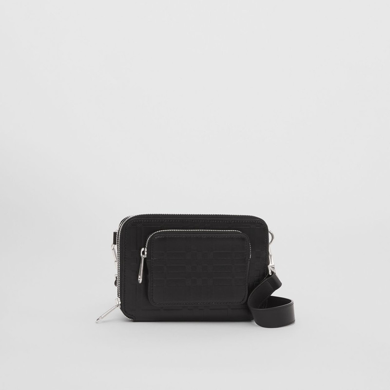 Embossed Check Leather Crossbody Bag 7